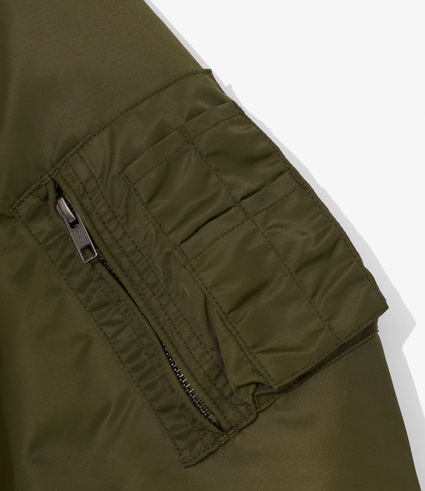 Engineered Garments for Pilgrim - Flight Jacket - Olive Flight Satin Nylon - Image 5
