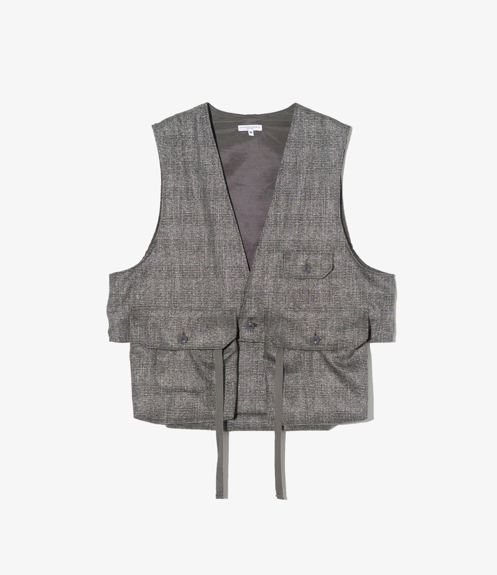 Fowl Vest - Dk. Grey Polyester Lurex Glen Plaid