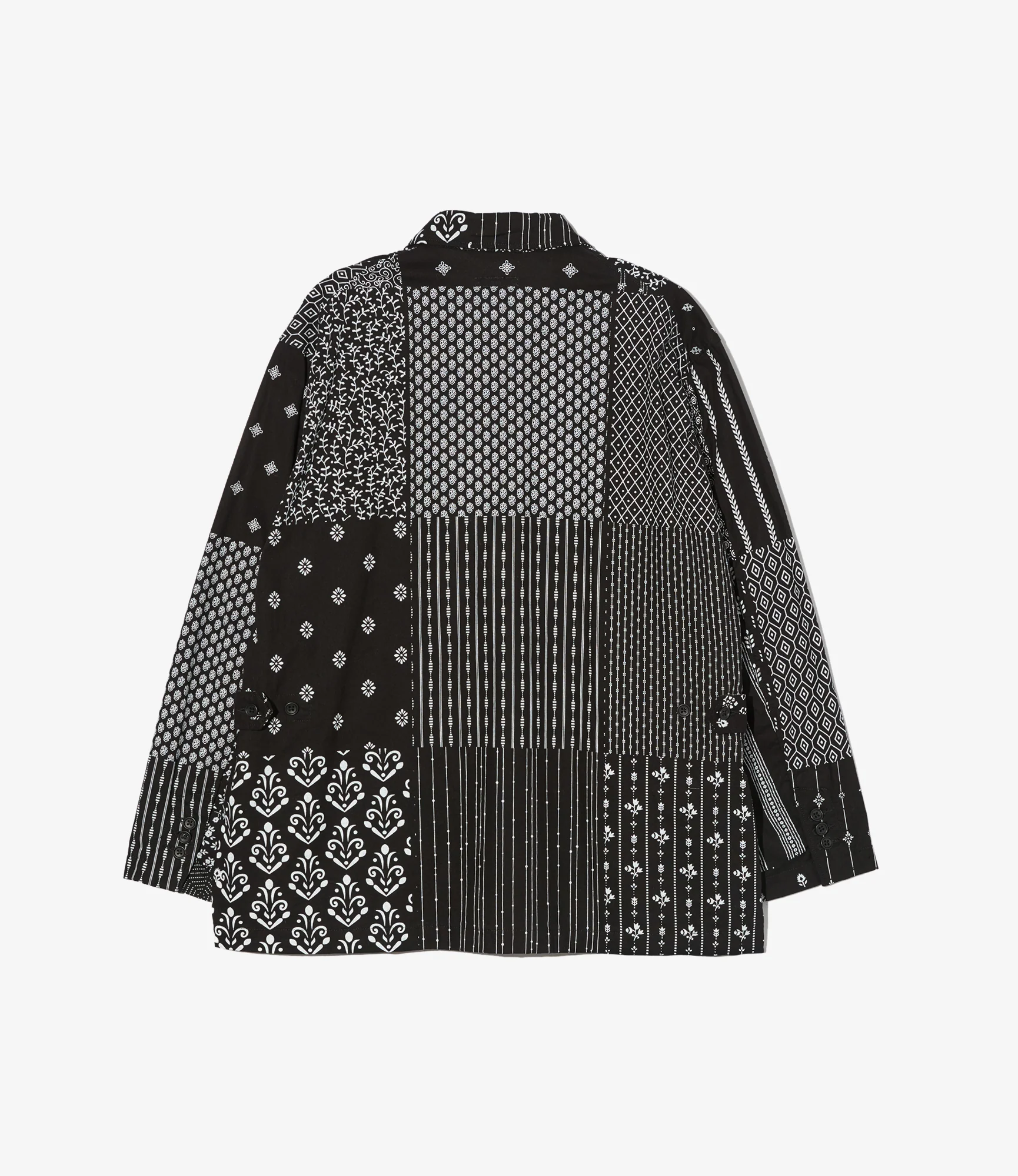 Loiter Jacket - Black/White Cotton Patchwork Print - Image 2