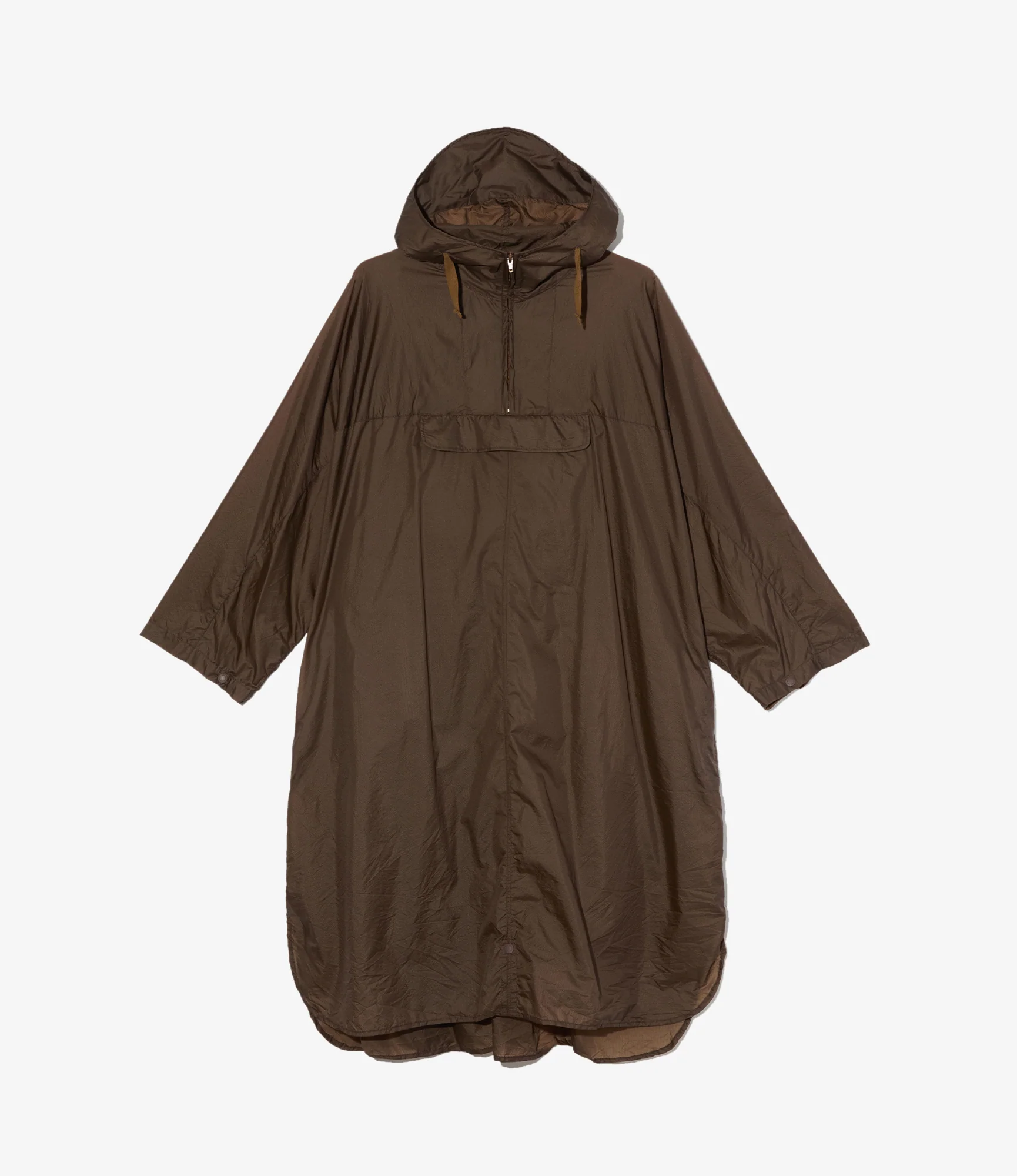 Long Cagoule Parka - Brown Nylon Micro Ripstop