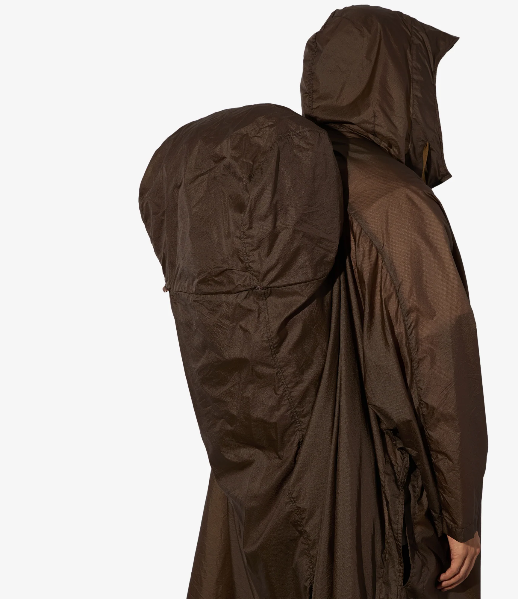 Long Cagoule Parka - Brown Nylon Micro Ripstop - Image 6