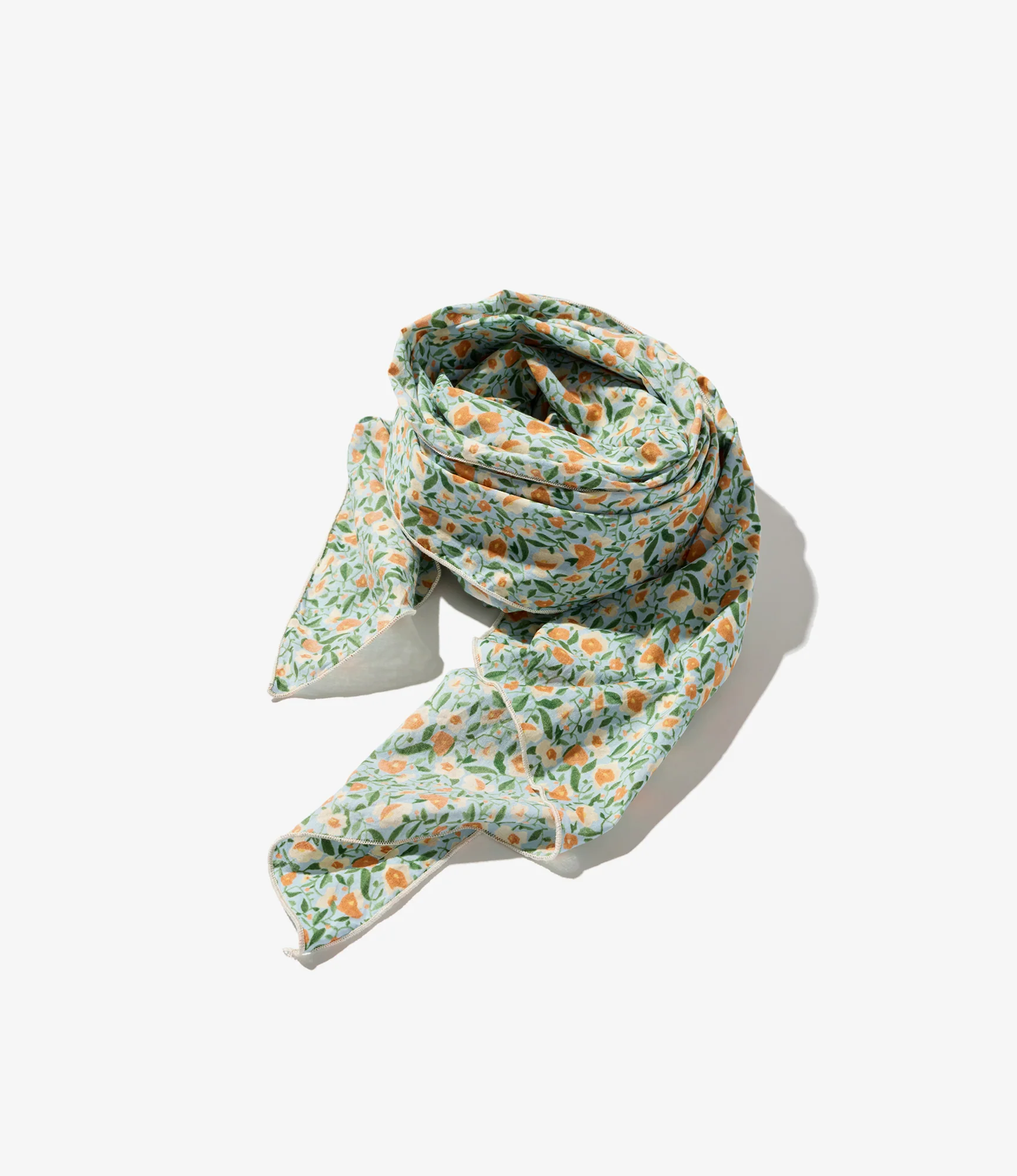 Long Scarf - Blue Small Floral Cotton Lawn