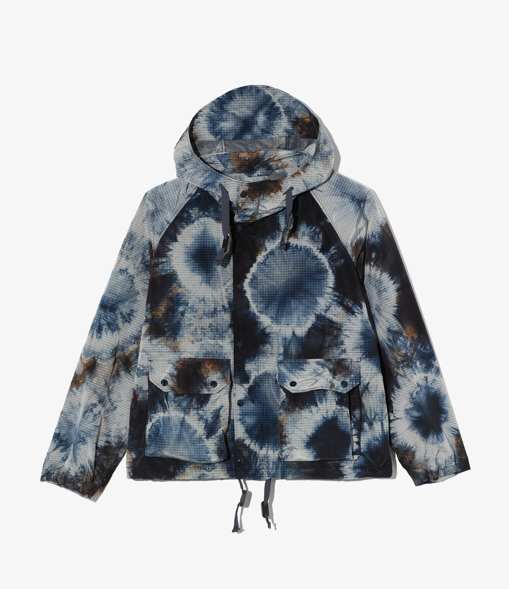 Lt Parka - Navy Nylon Tie Dye Print Ripstop
