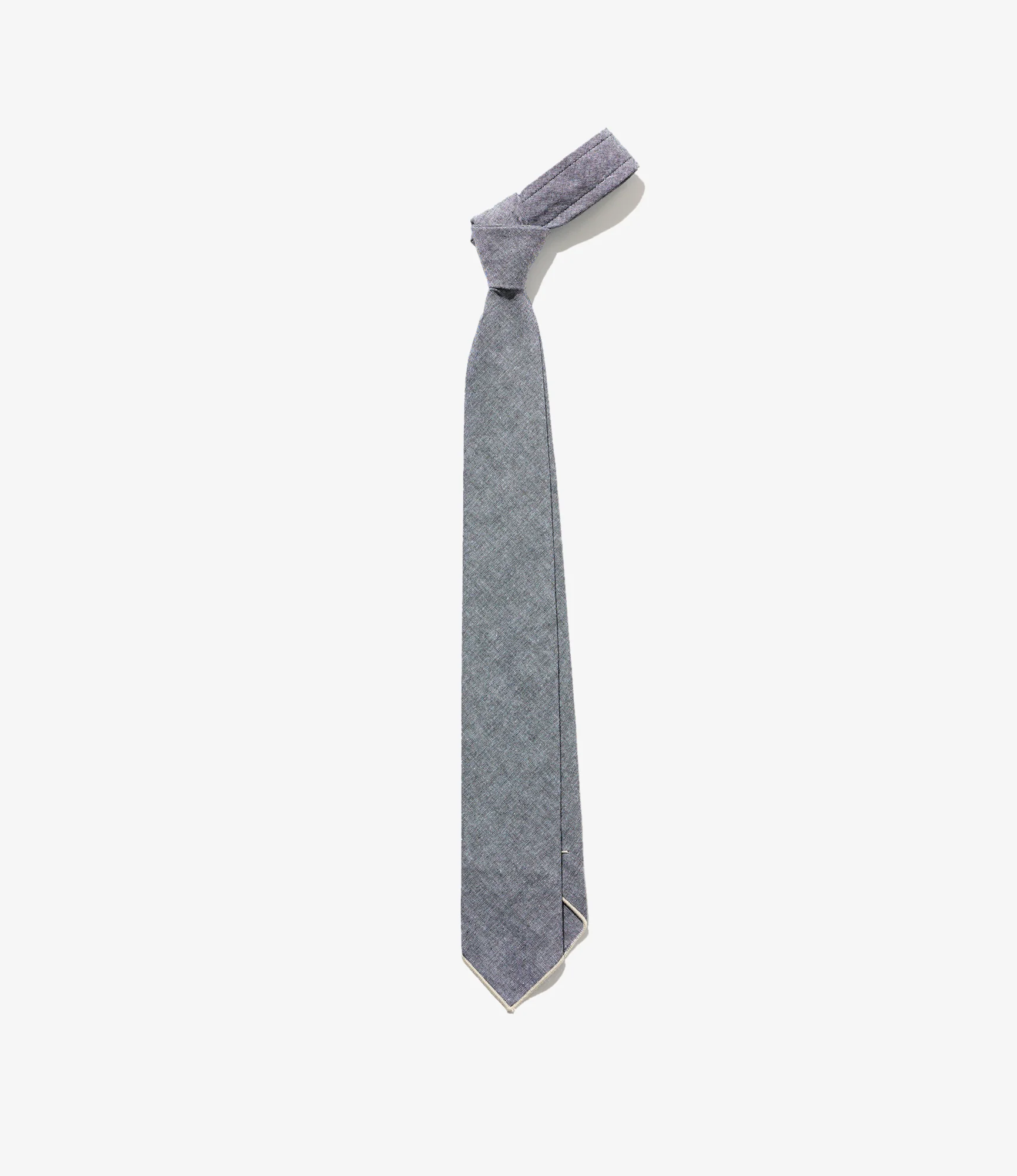 Narrow Tie - Grey Cotton Chambray