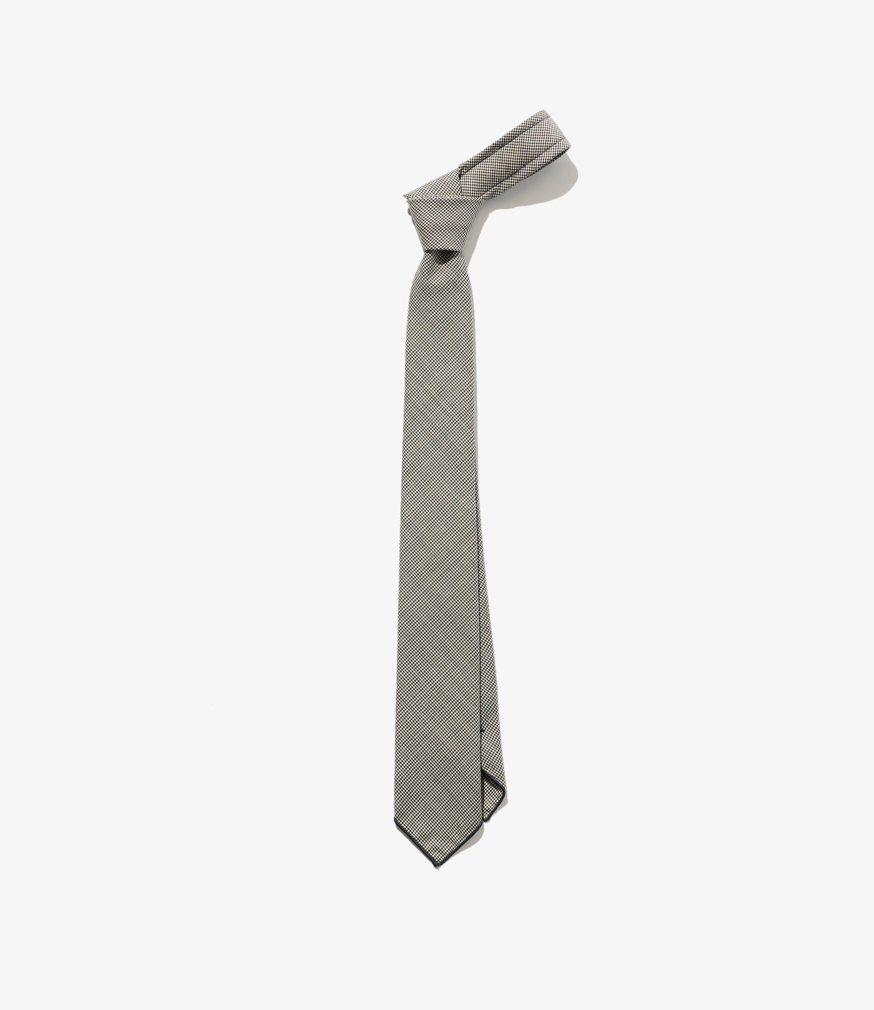 Narrow Tie - Grey Micro Houndstooth Tropical Wool