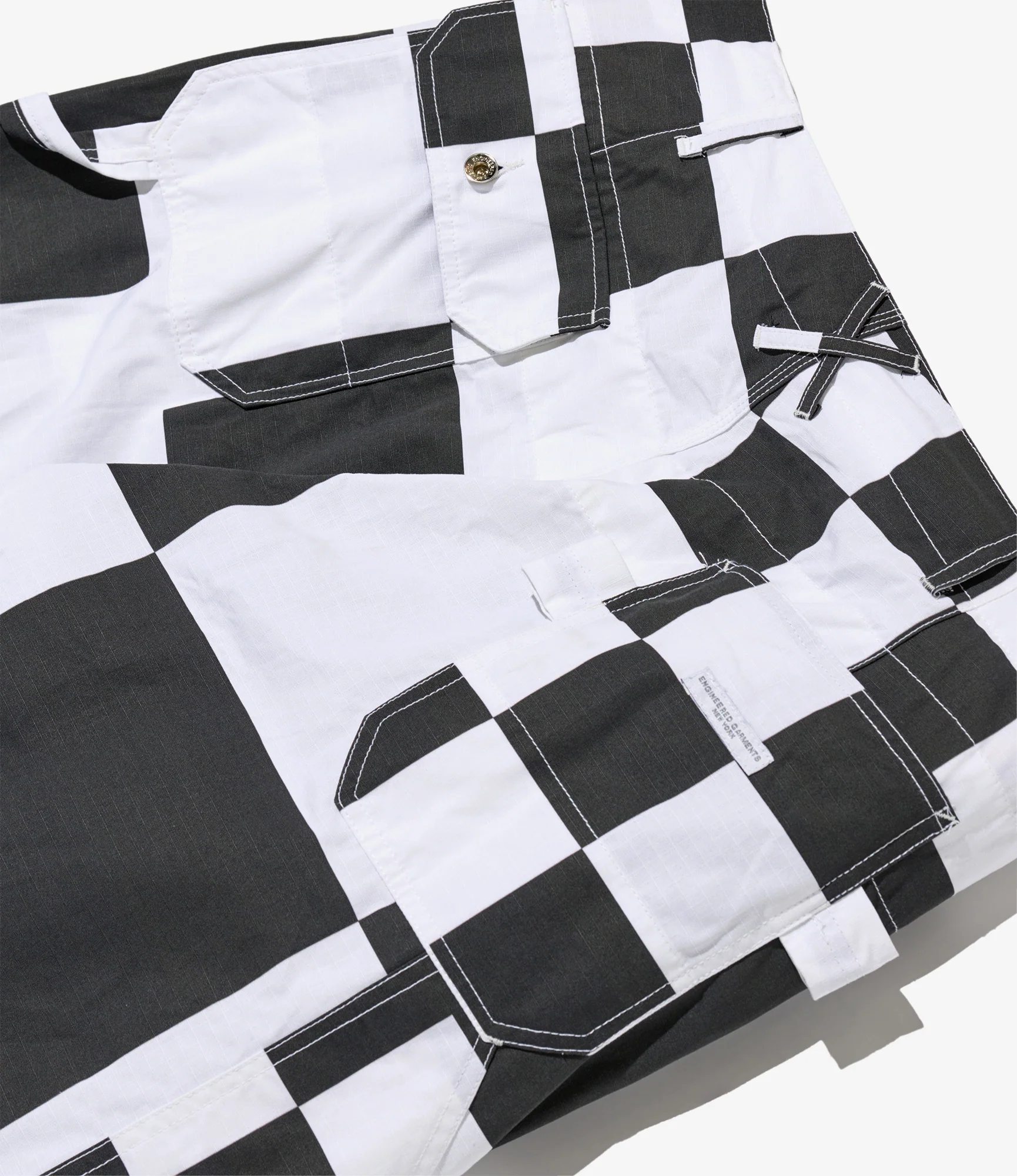 Painter Pant - White/Black Checker Print Cotton Ripstop - Image 4