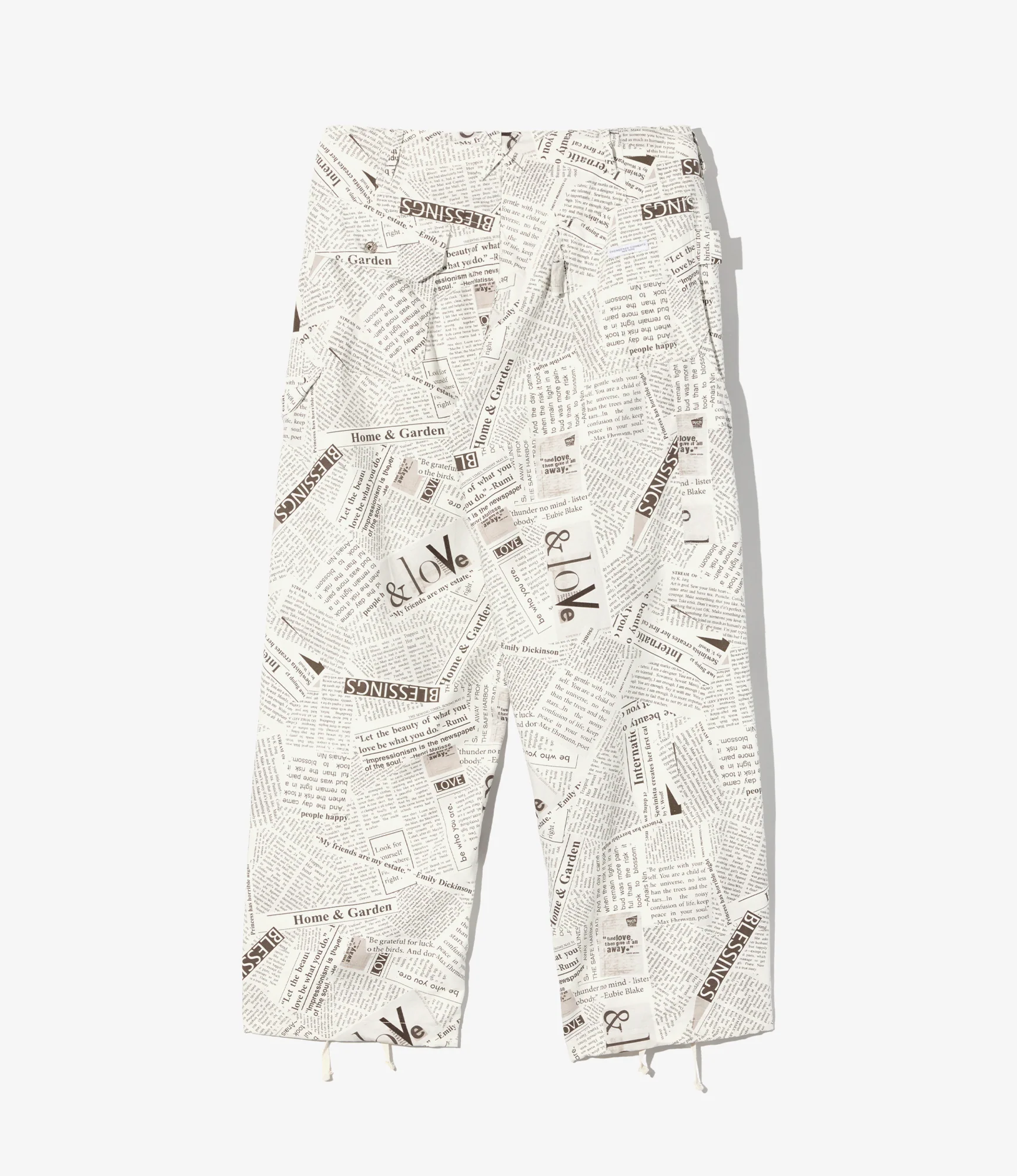 Painter Pant - White Cotton News Paper Print Canvas - Image 2