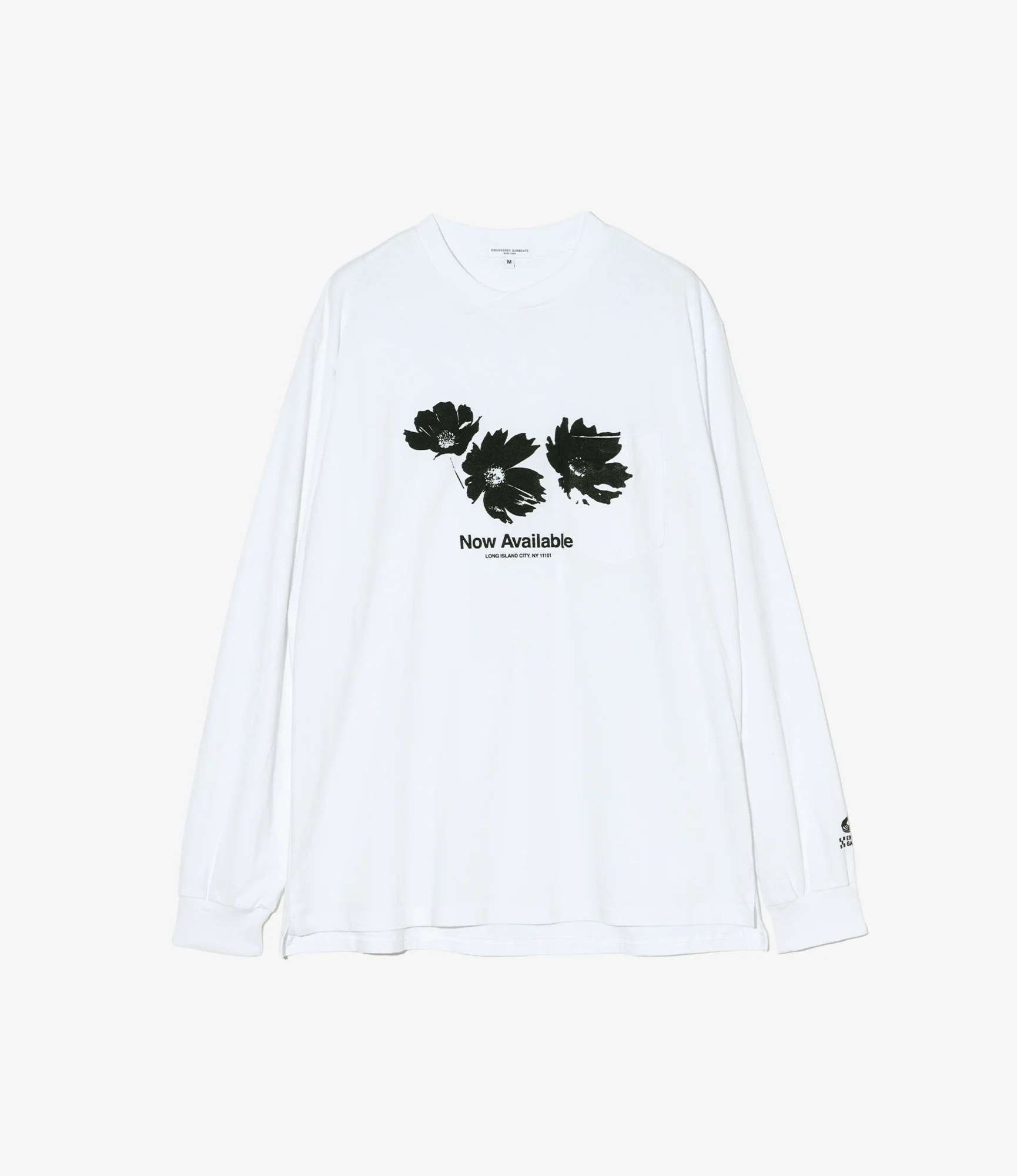 Printed Cross Crew Neck L/S T-Shirt - White Flower