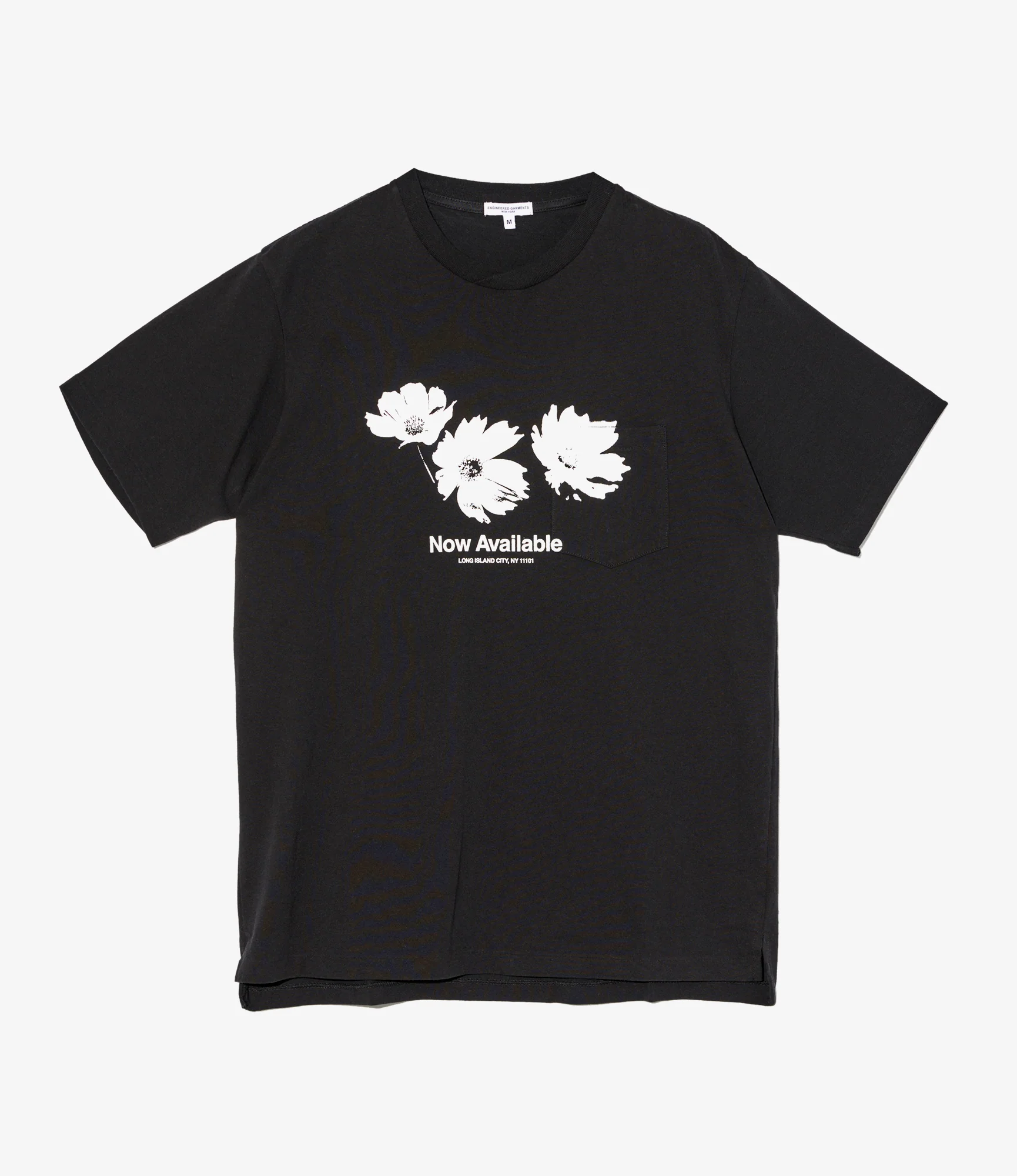 Printed Cross Crew Neck T-Shirt - Black - Flower