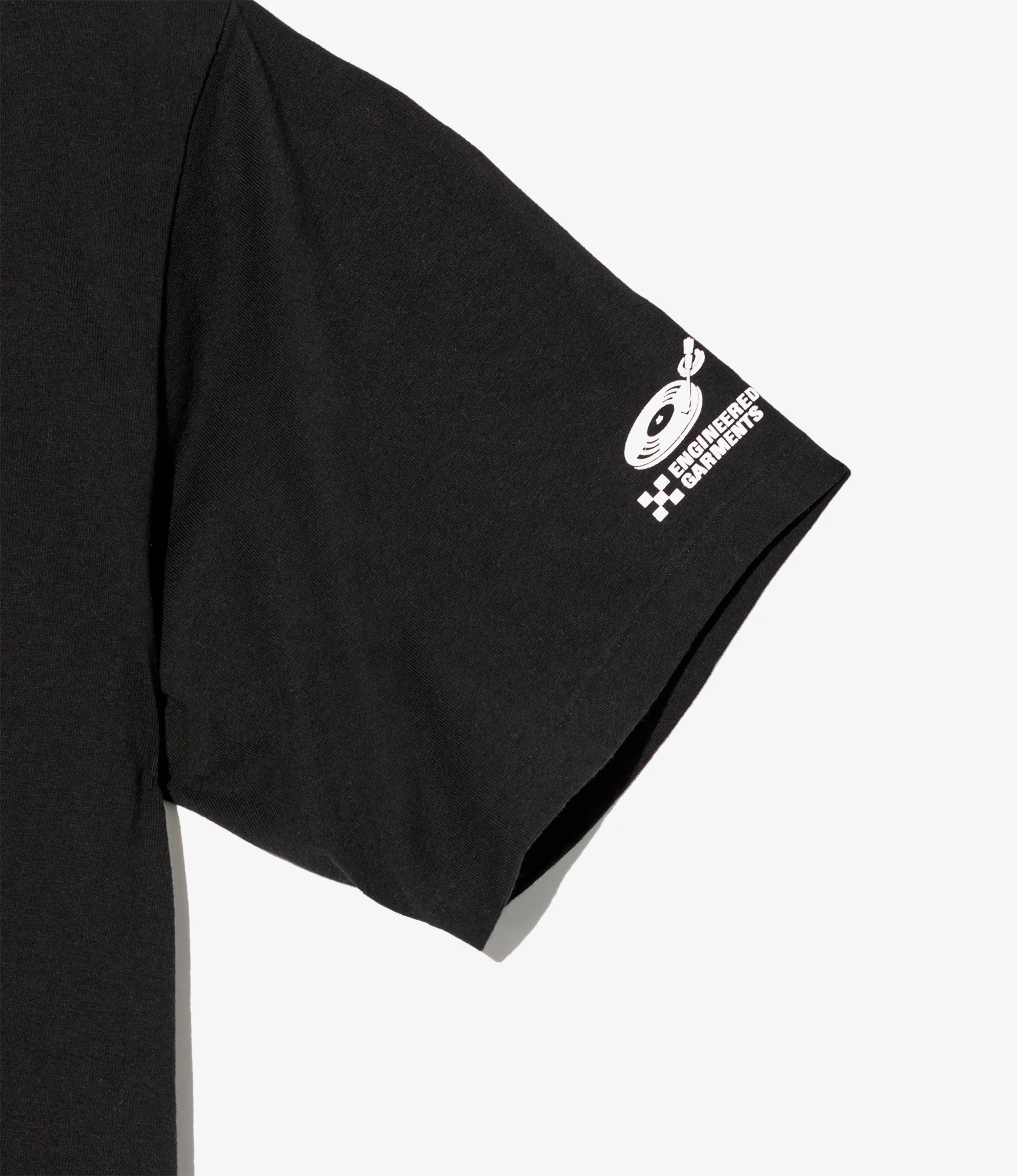 Printed Cross Crew Neck T-Shirt - Black - Flower - Image 3