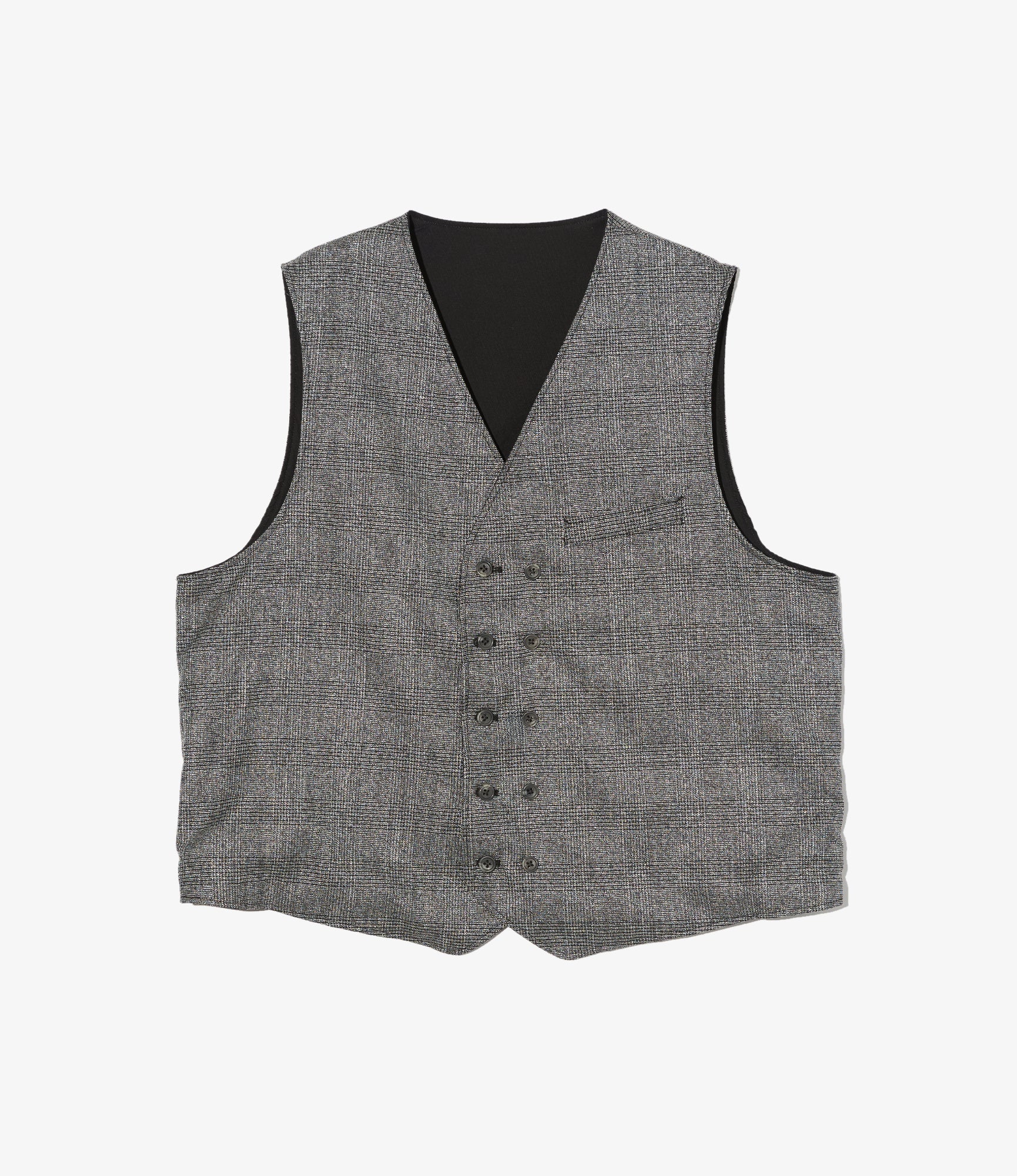Reversible Vest - Dk. Grey Polyester Lurex Glen Plaid