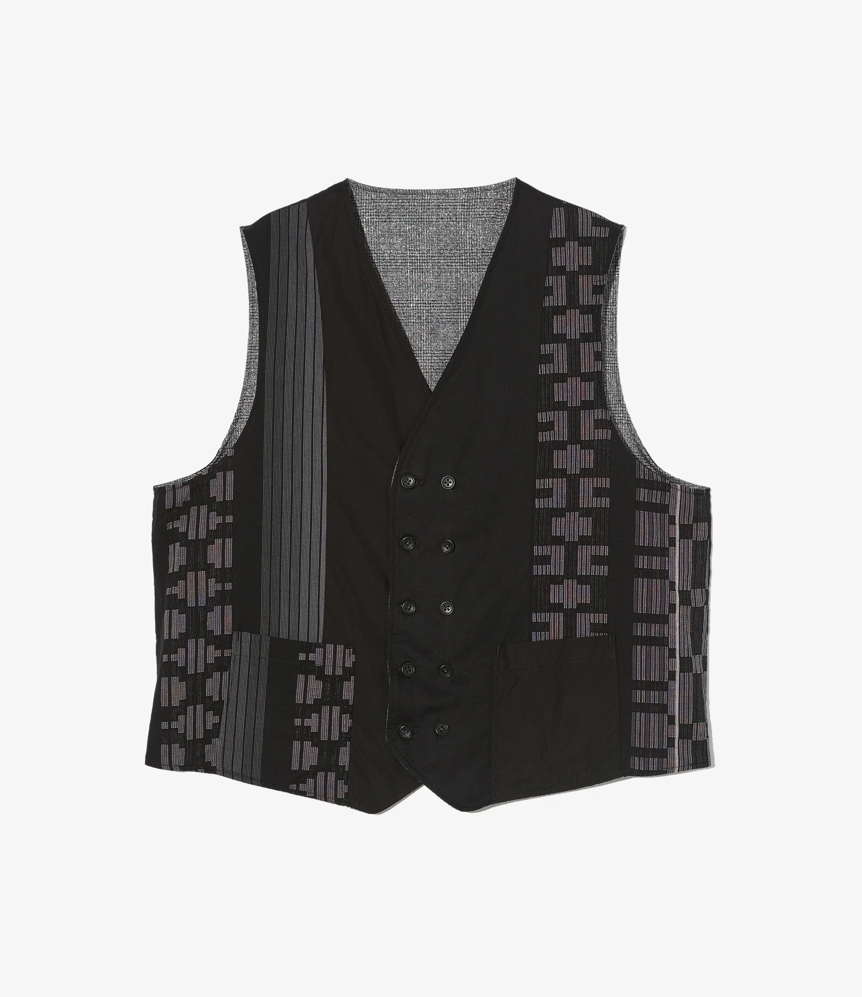 Reversible Vest - Dk. Grey Polyester Lurex Glen Plaid - Image 3