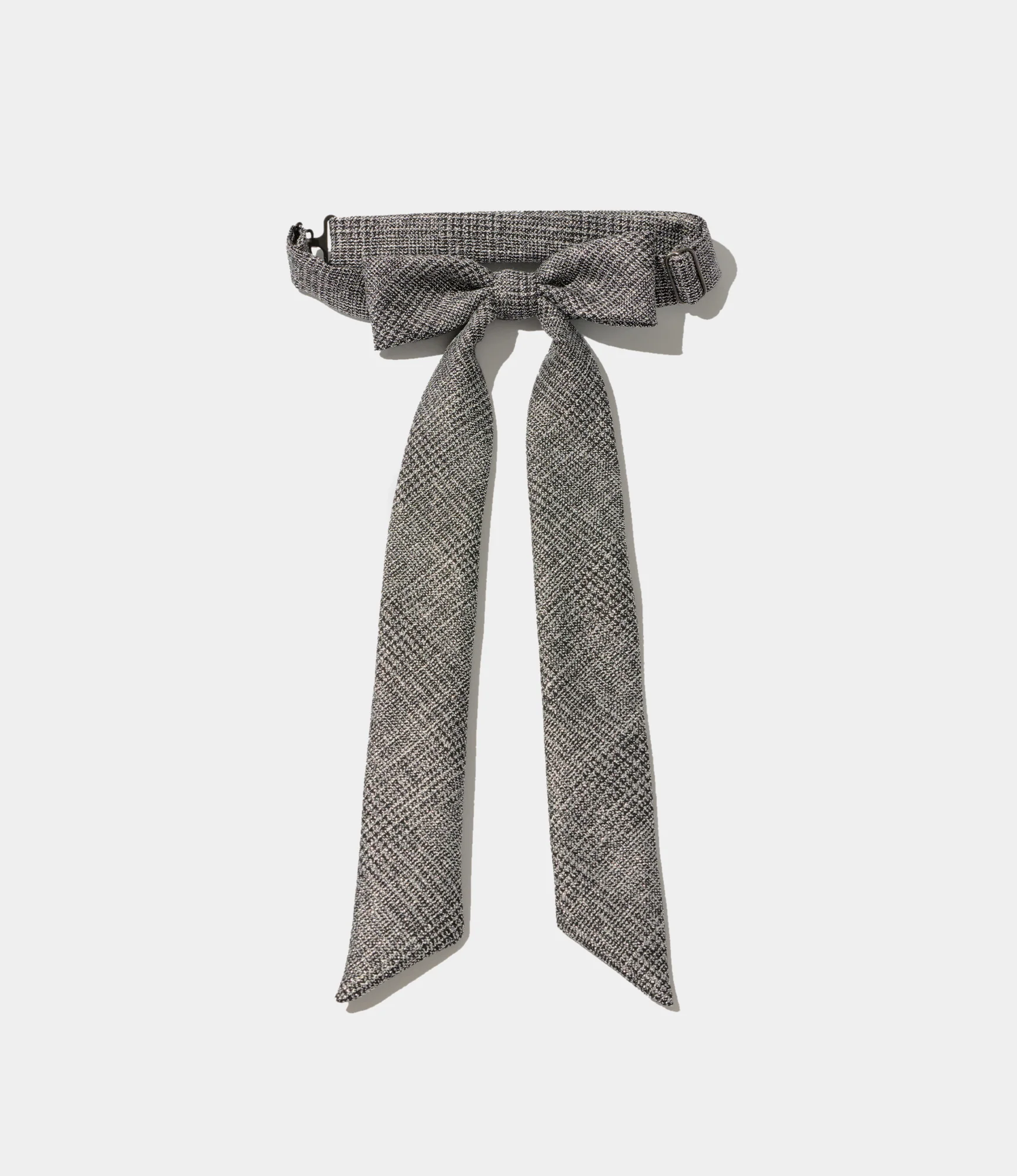 Ribbon Tie - Dk. Grey Polyester Lurex Glen Plaid