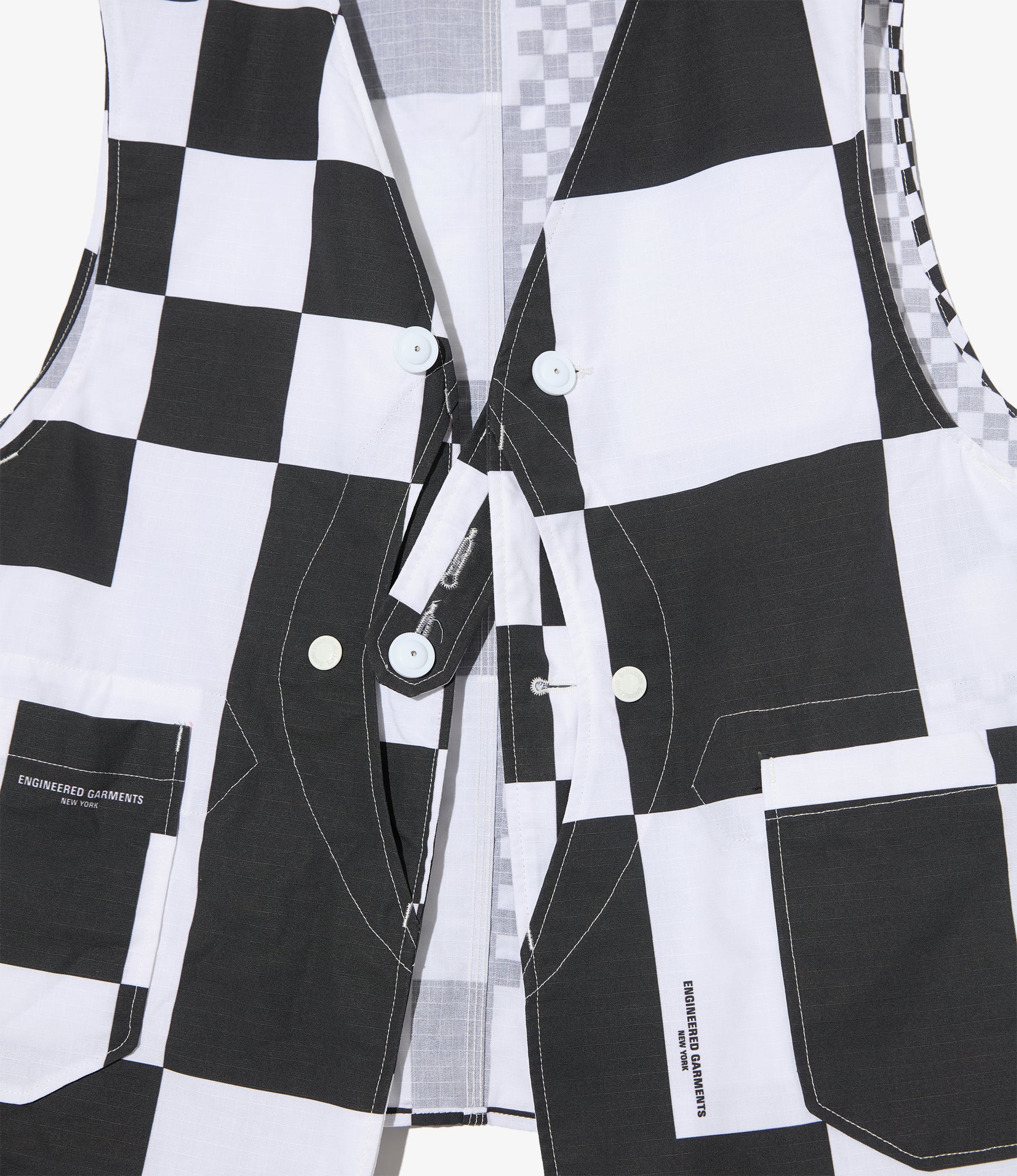 Upland Vest - White/Black Checker Print Cotton Ripstop - Image 3
