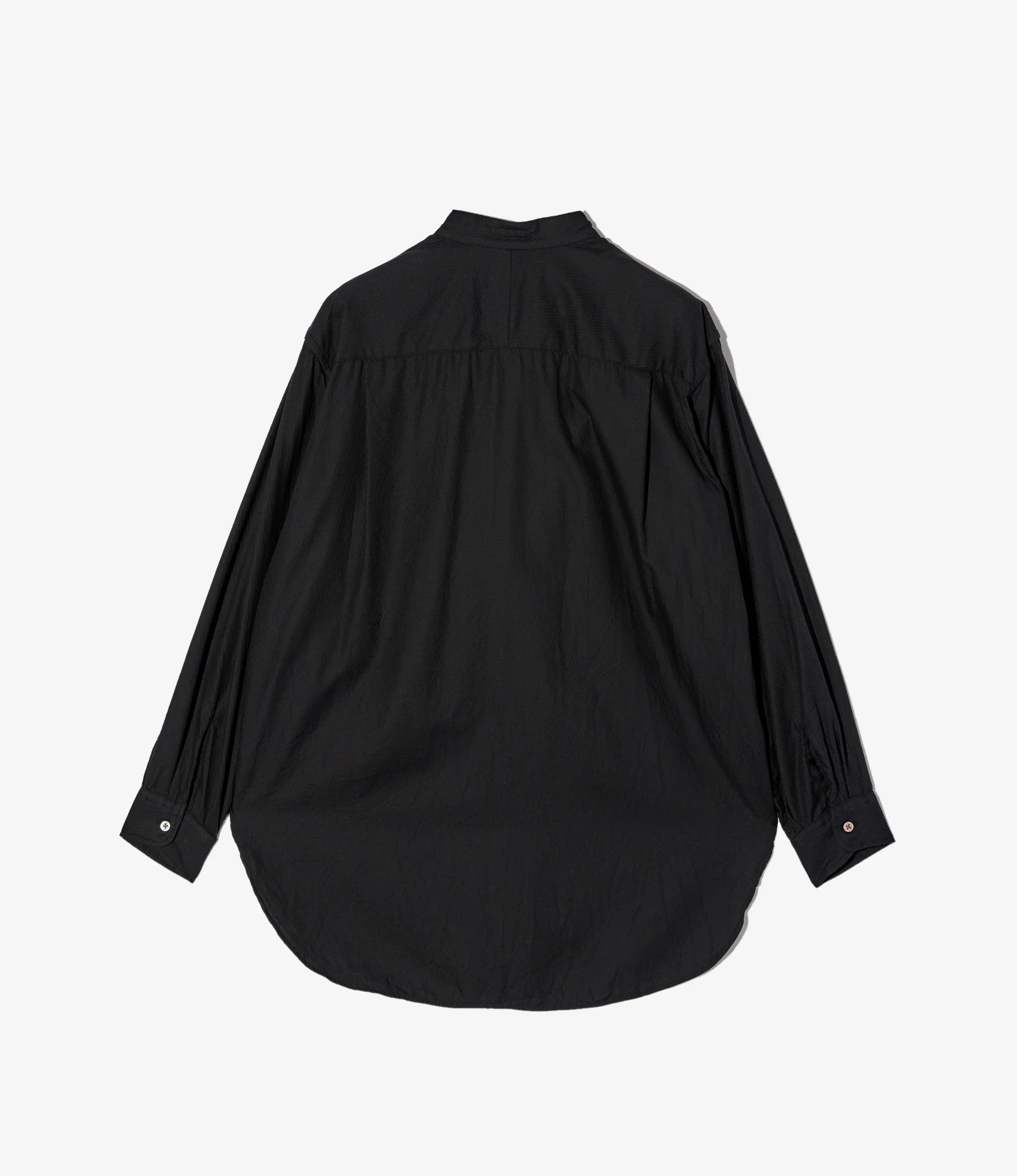Wing Collar Shirt - Black Cotton Diagonal Dobby Stripe - Image 2