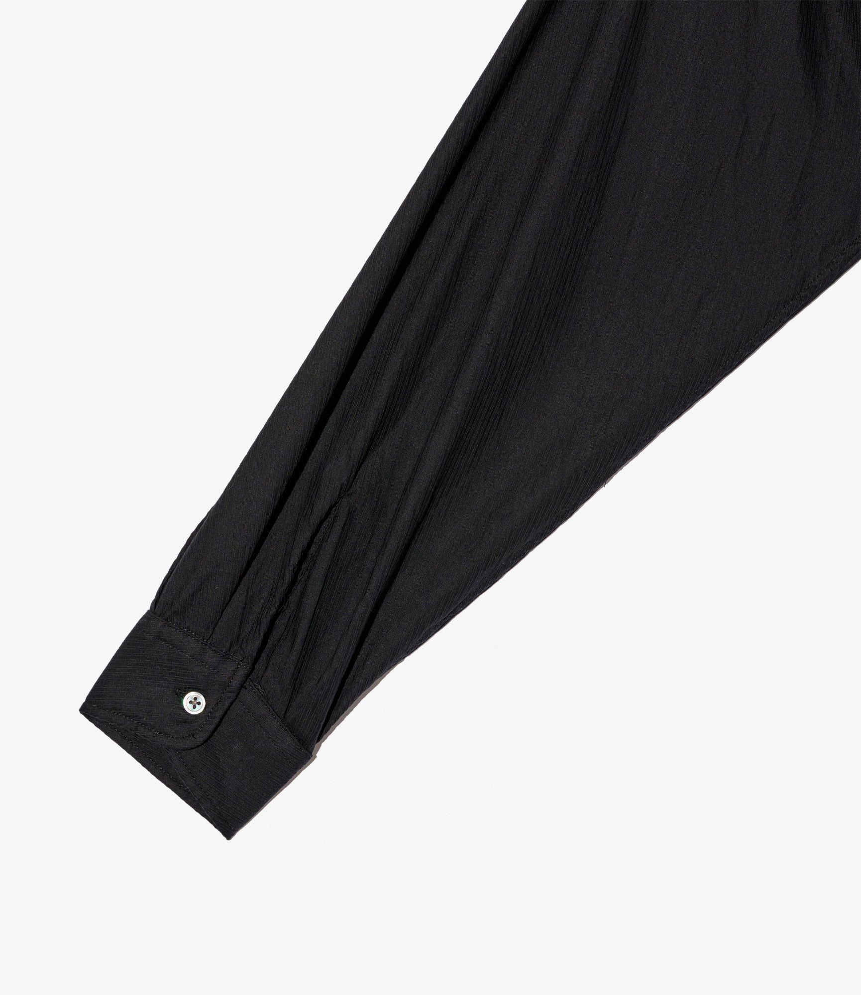 Wing Collar Shirt - Black Cotton Diagonal Dobby Stripe - Image 4