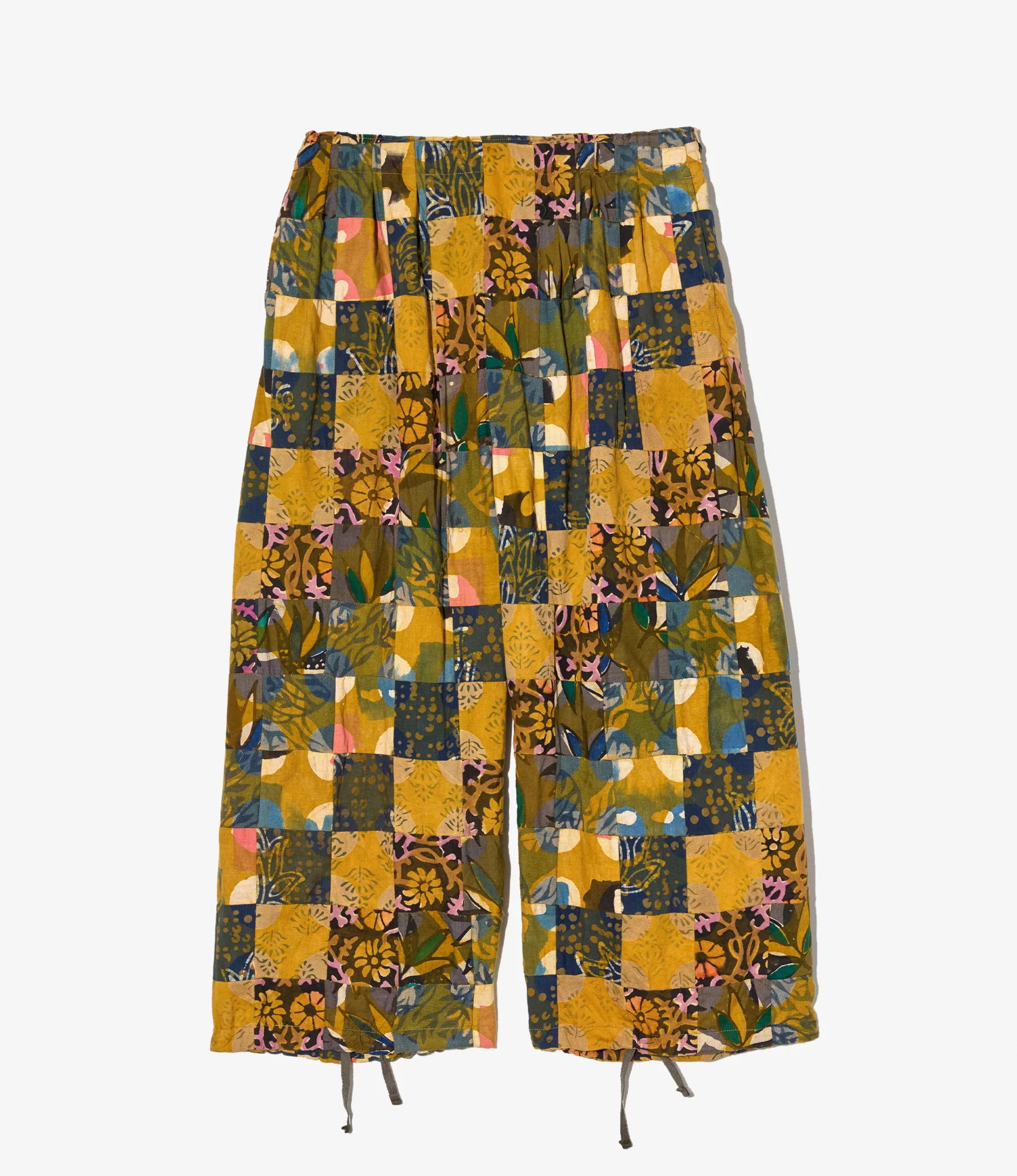 Women's Balloon Pant - Olive Cotton Multi Pattern Patchwork