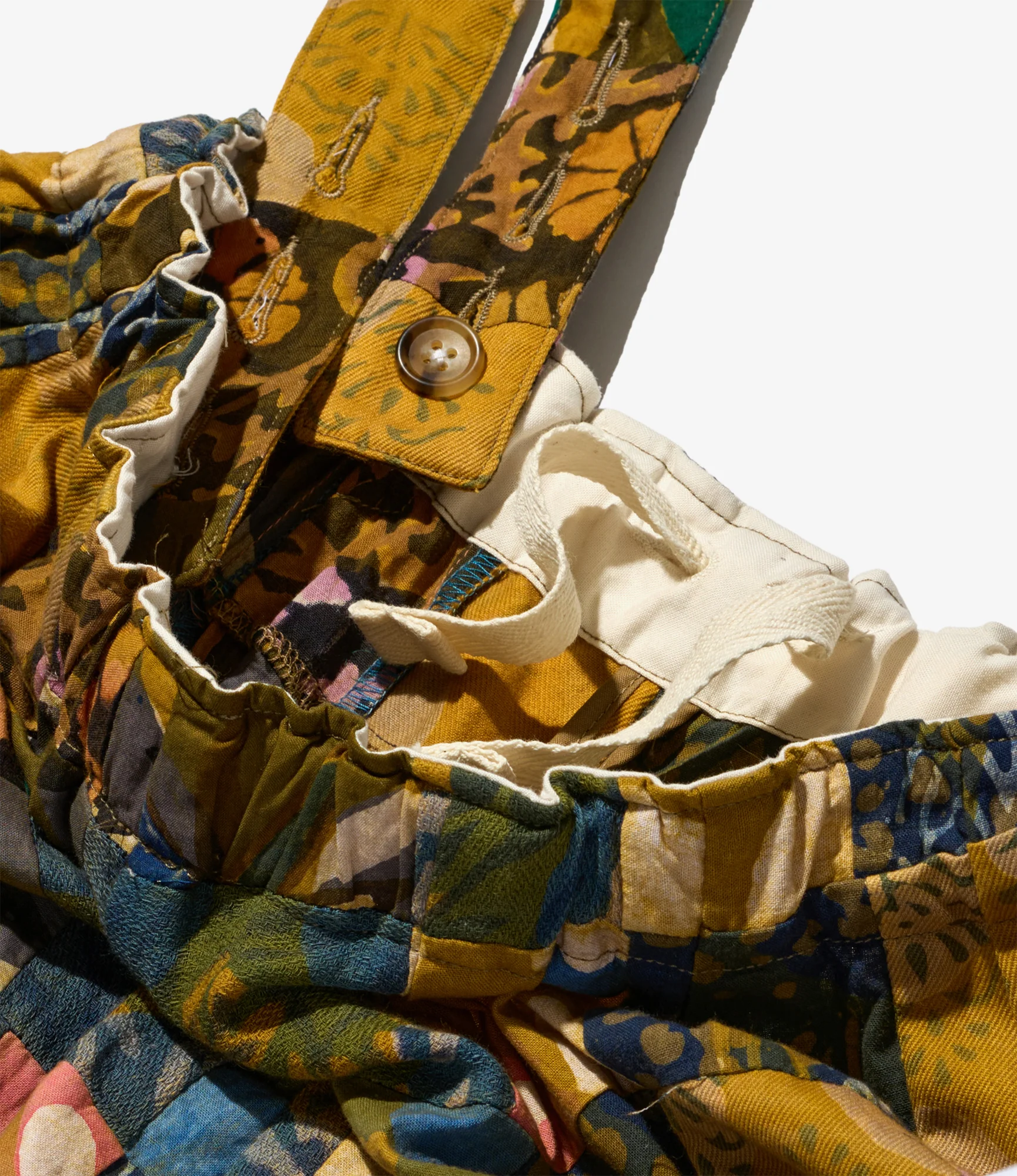 Women's Balloon Pant - Olive Cotton Multi Pattern Patchwork - Image 4