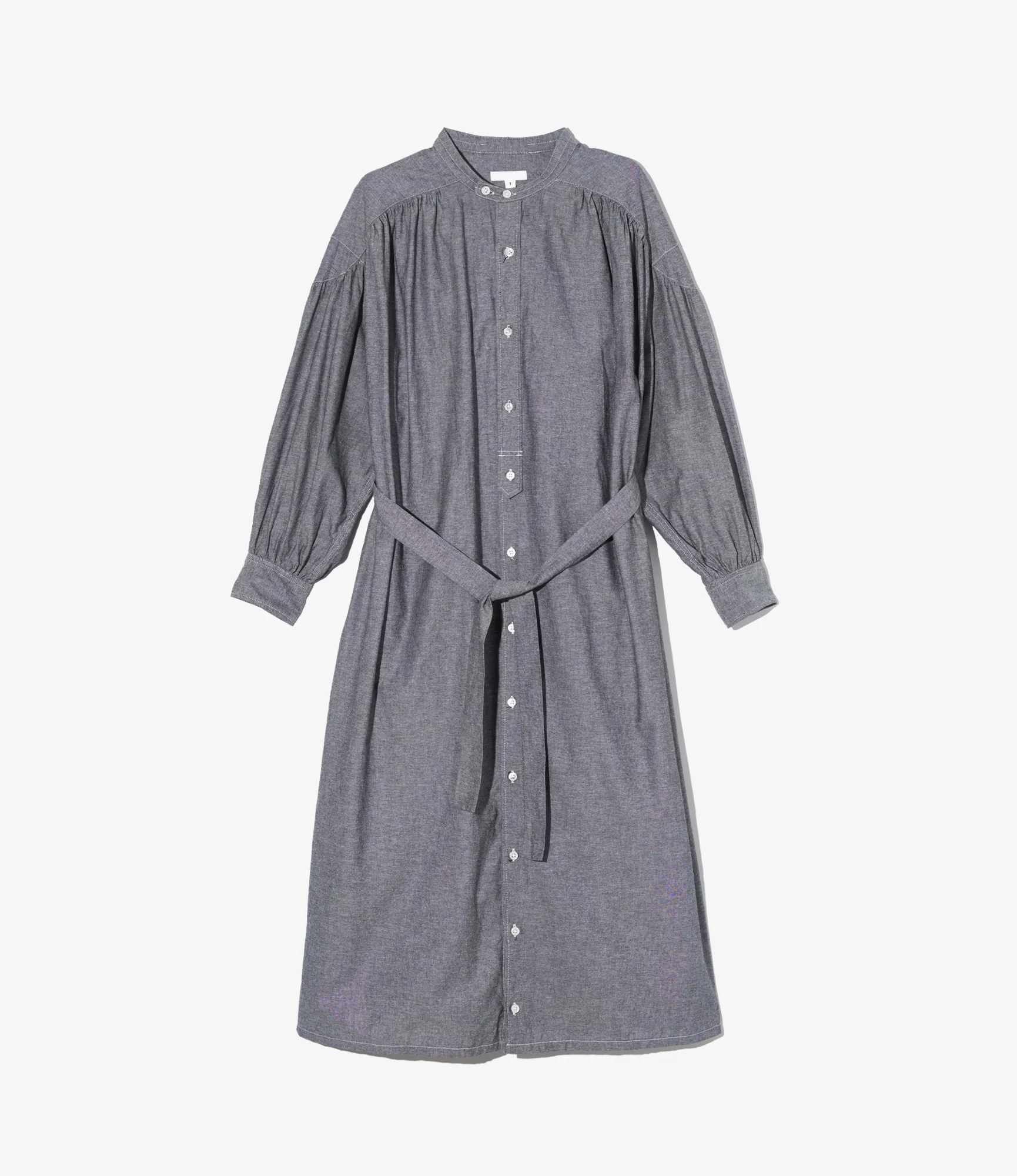 Women's Banded Painter Dress - Grey Cotton Chambray
