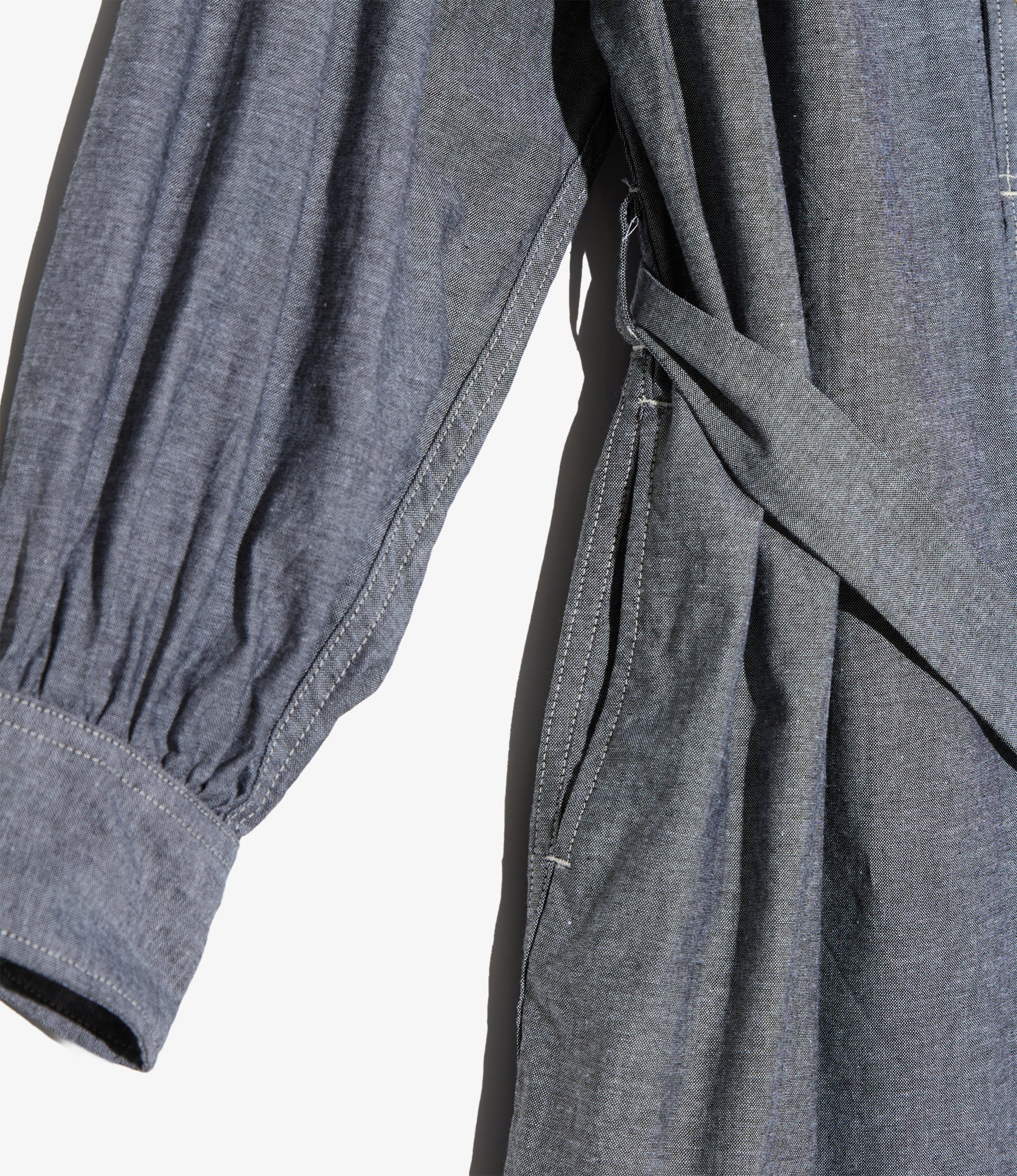 Women's Banded Painter Dress - Grey Cotton Chambray - Image 3