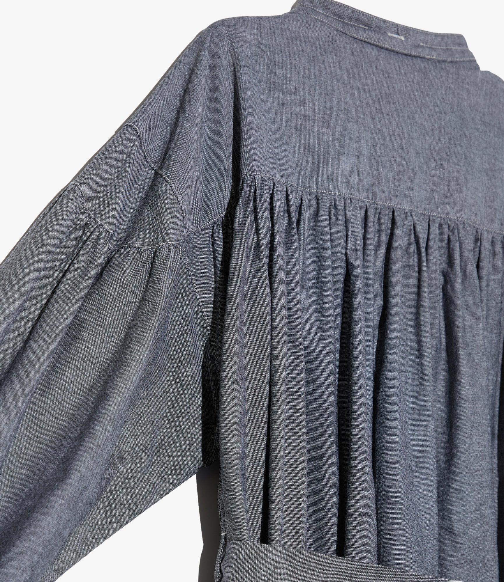 Women's Banded Painter Dress - Grey Cotton Chambray - Image 4