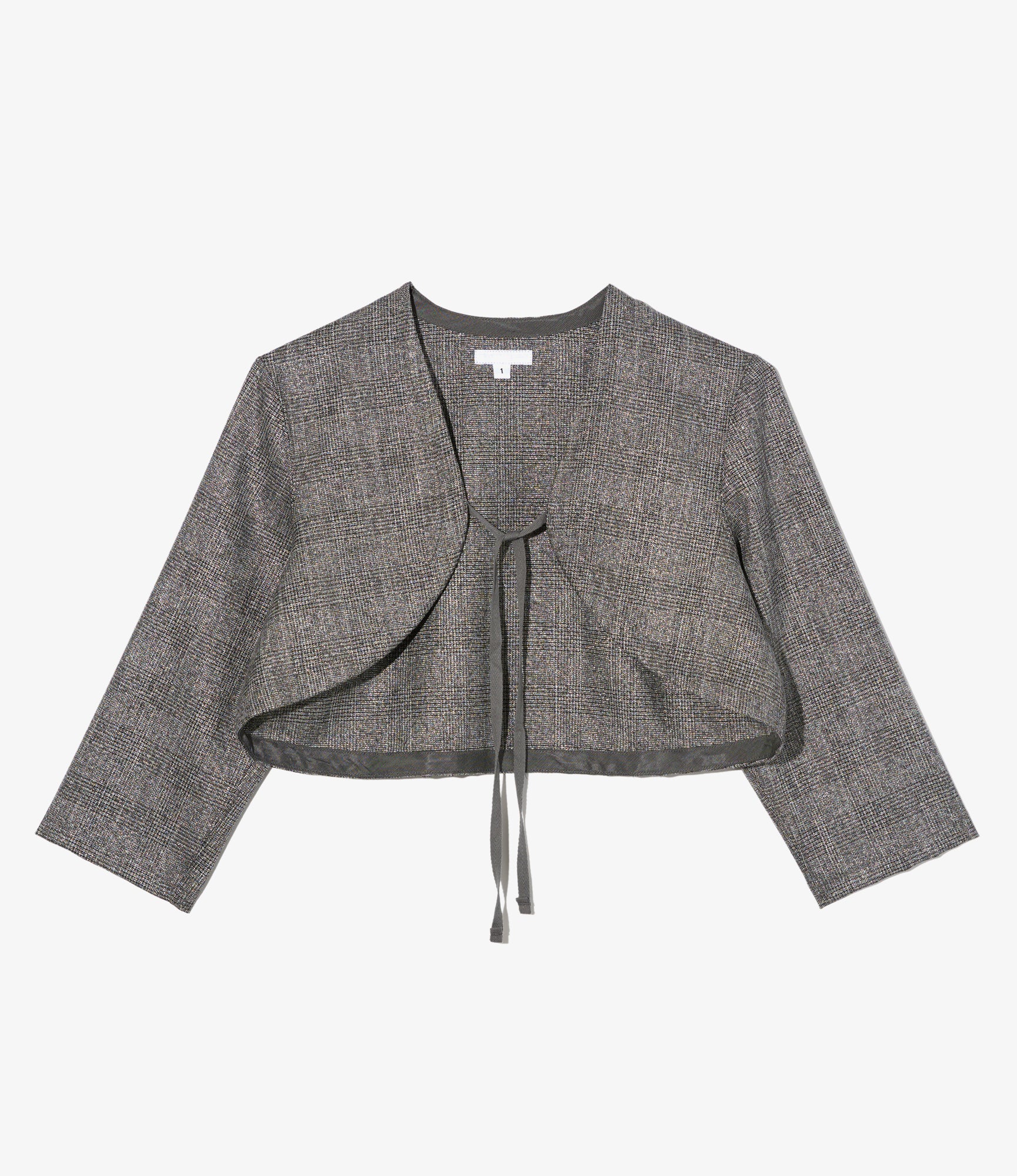 Women's Bolero - Dk. Grey Polyester Lurex Glen Plaid