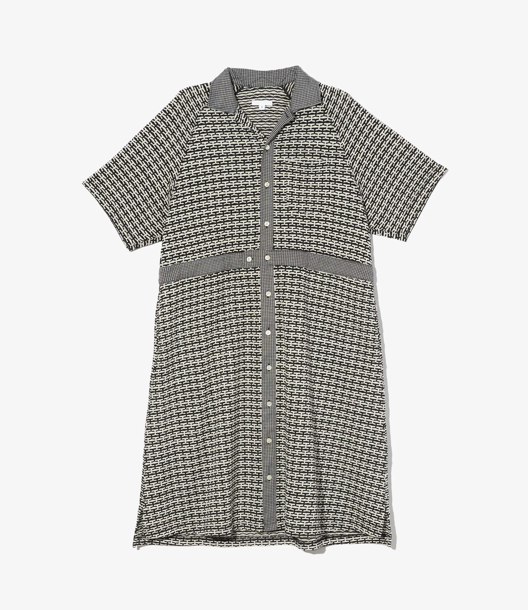Women's Polo Long Dress - Black/White CP Horizontal Knit Jq.