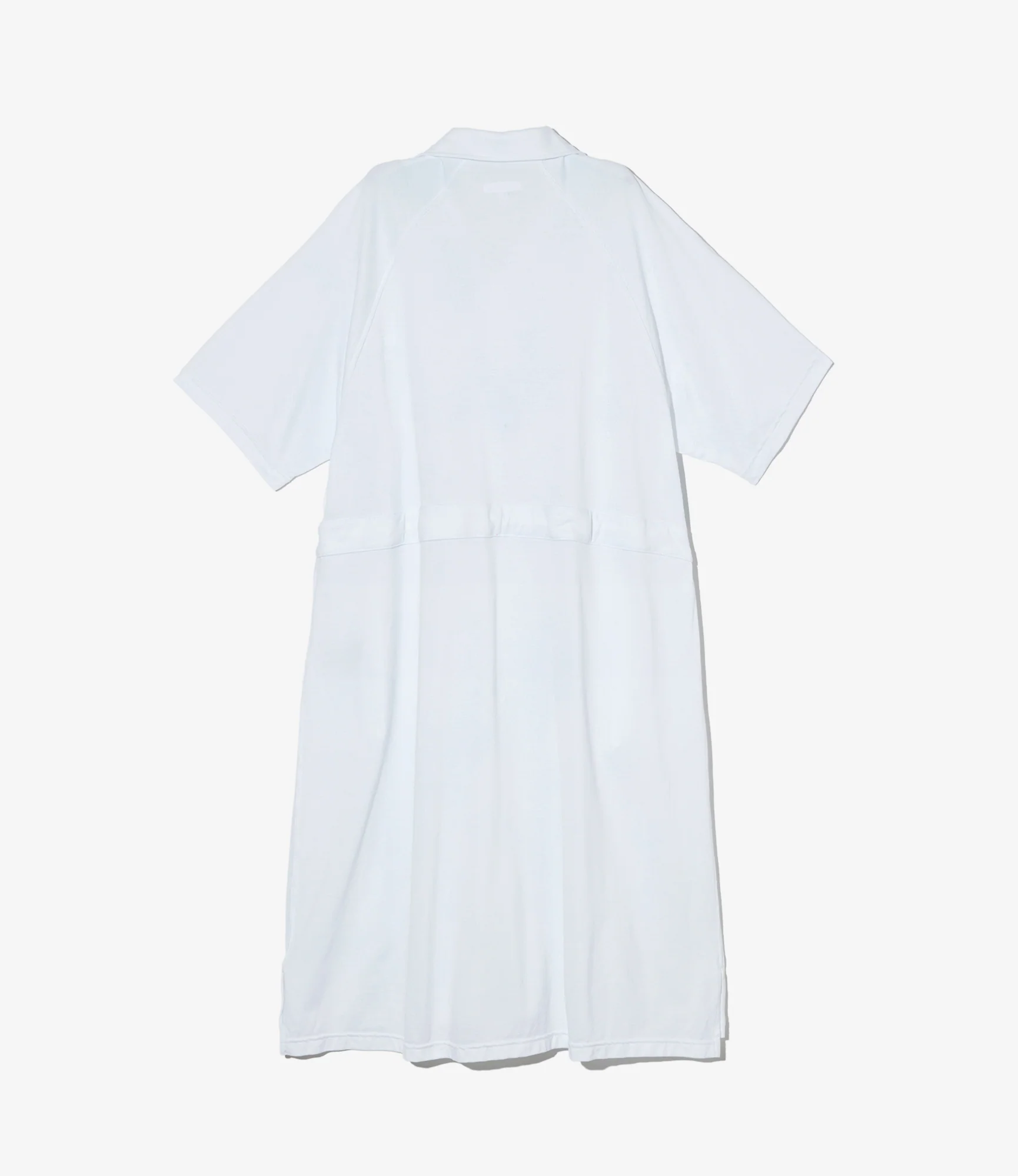 Women's Polo Long Dress - White Cotton Pique - Image 2