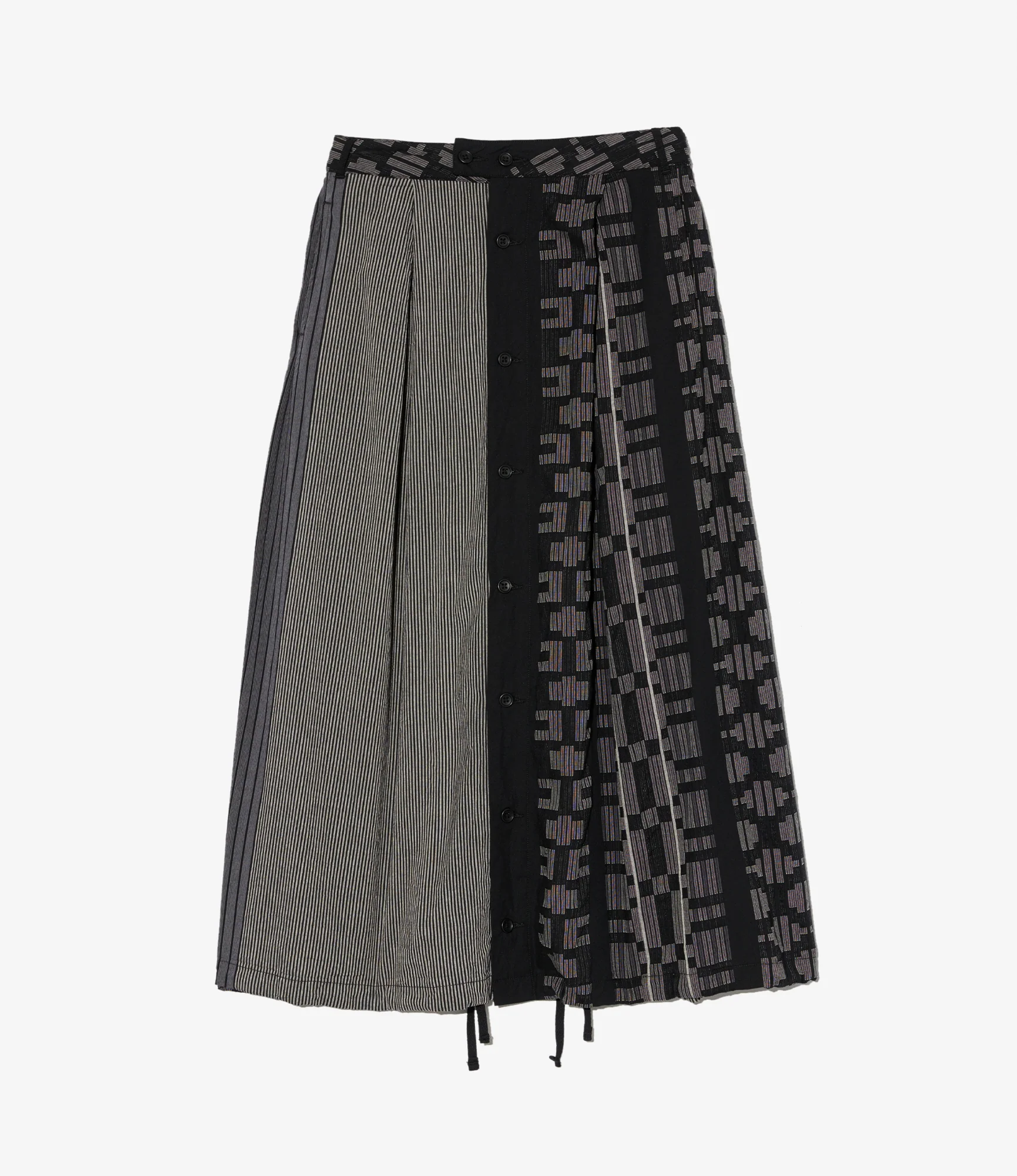 Women's Tuck Skirt - Black/Grey Multi Pattern Stripe Jq.