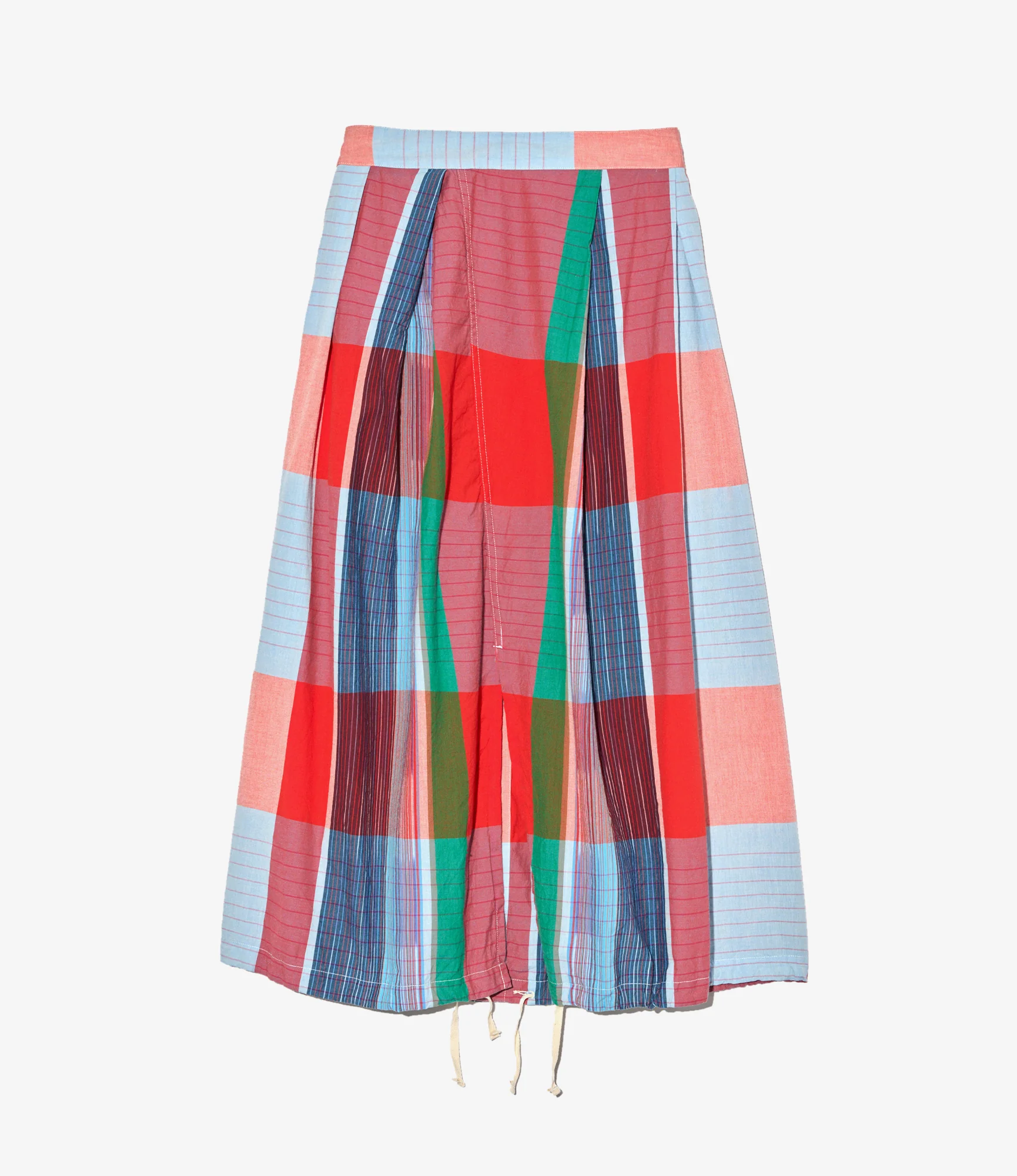 Women's Tuck Skirt - Red Cotton Big Madras Plaid - Image 2