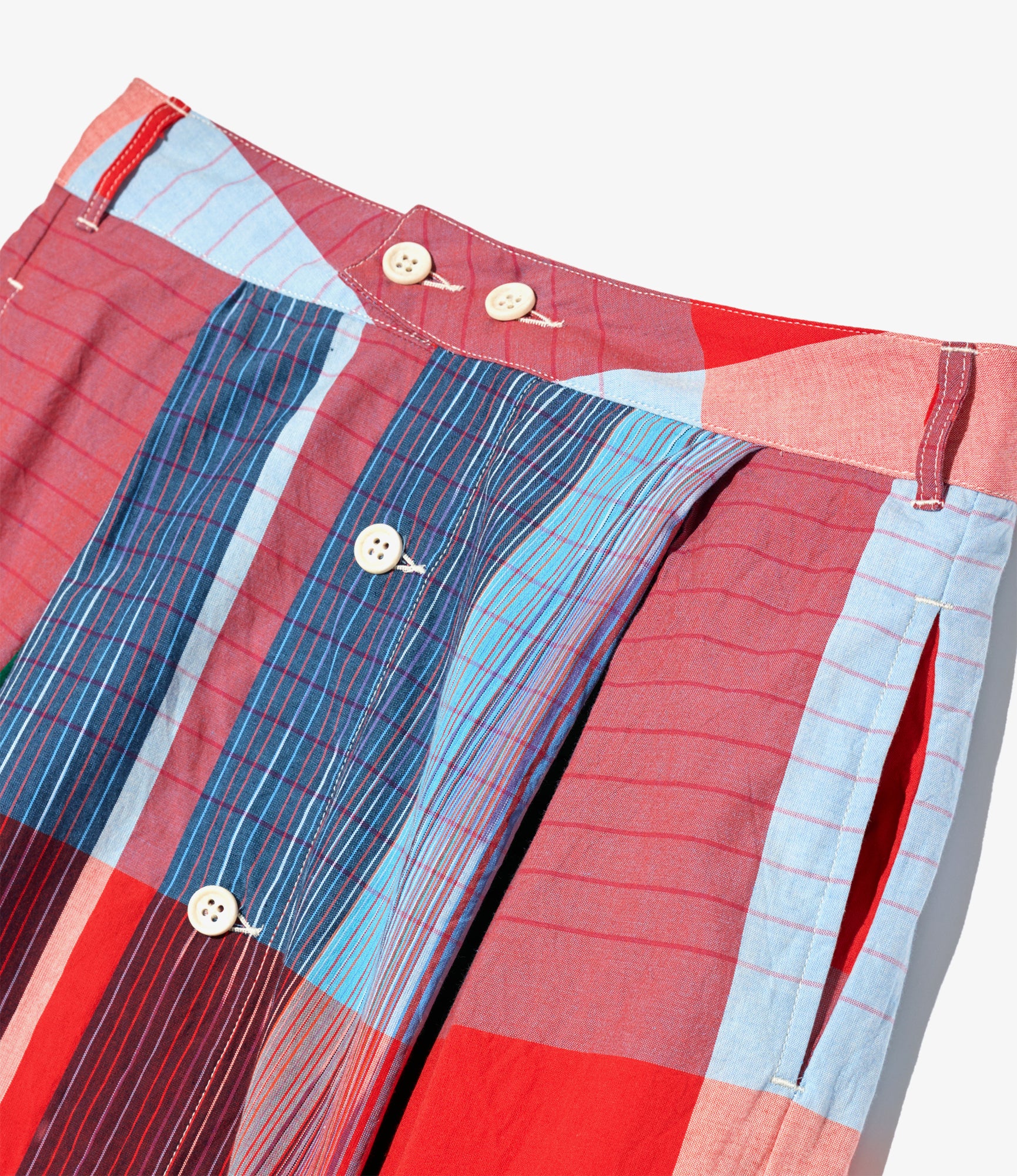 Women's Tuck Skirt - Red Cotton Big Madras Plaid - Image 3