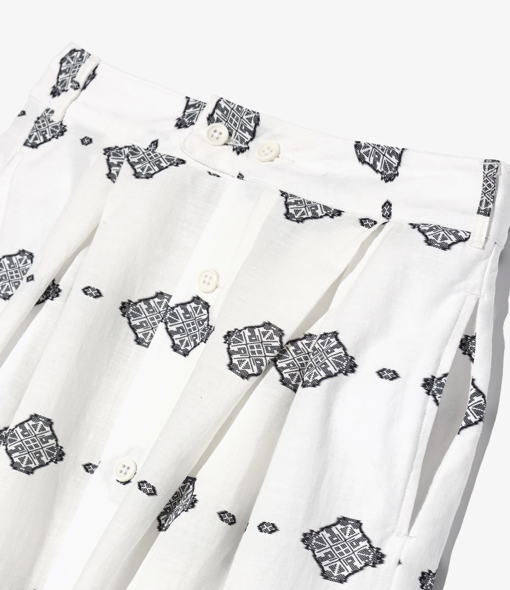Women's Tuck Skirt - White/Black Cotton Ikat Print - Image 3