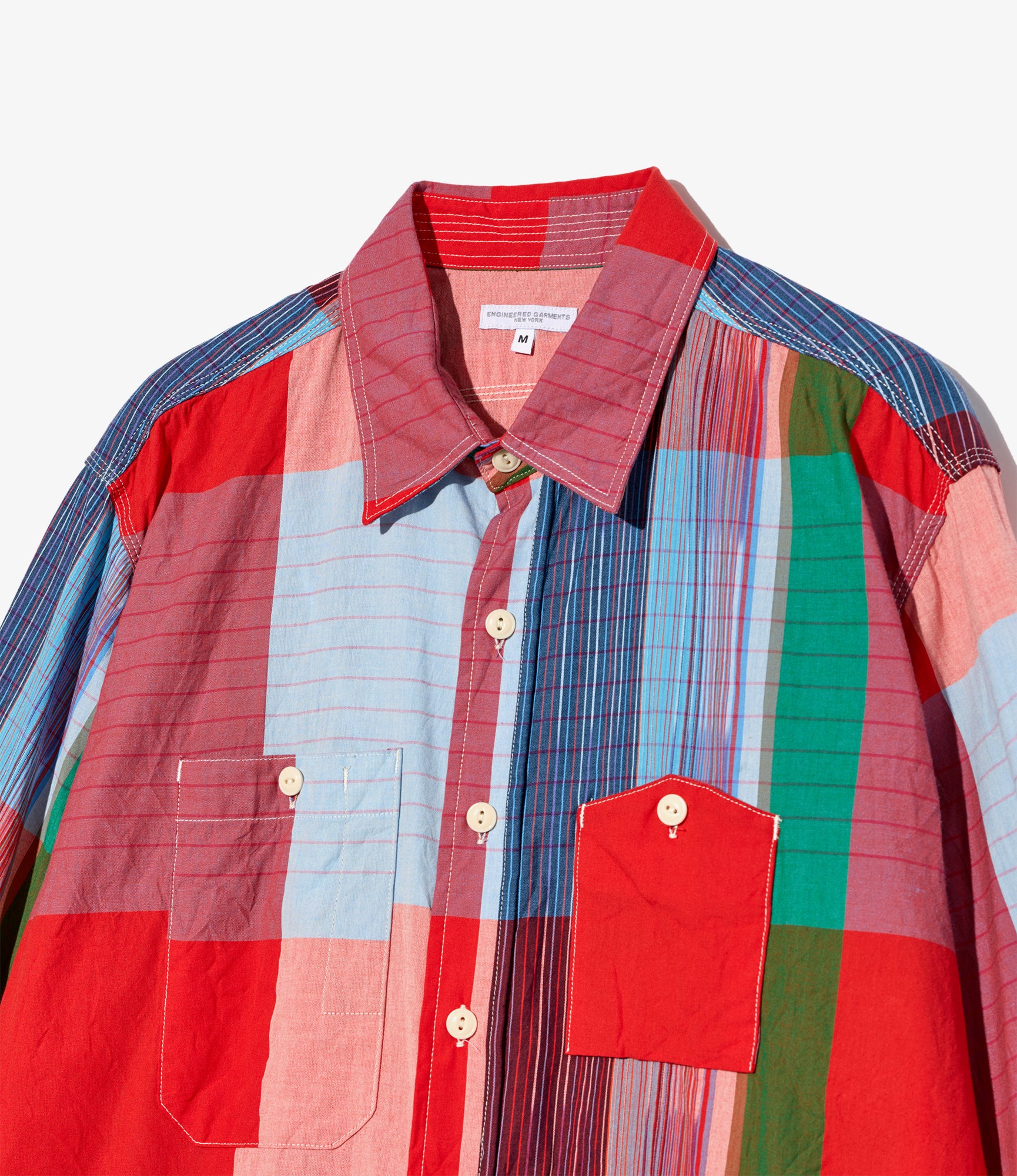 Work Shirt - Red Cotton Big Madras Plaid - Image 3