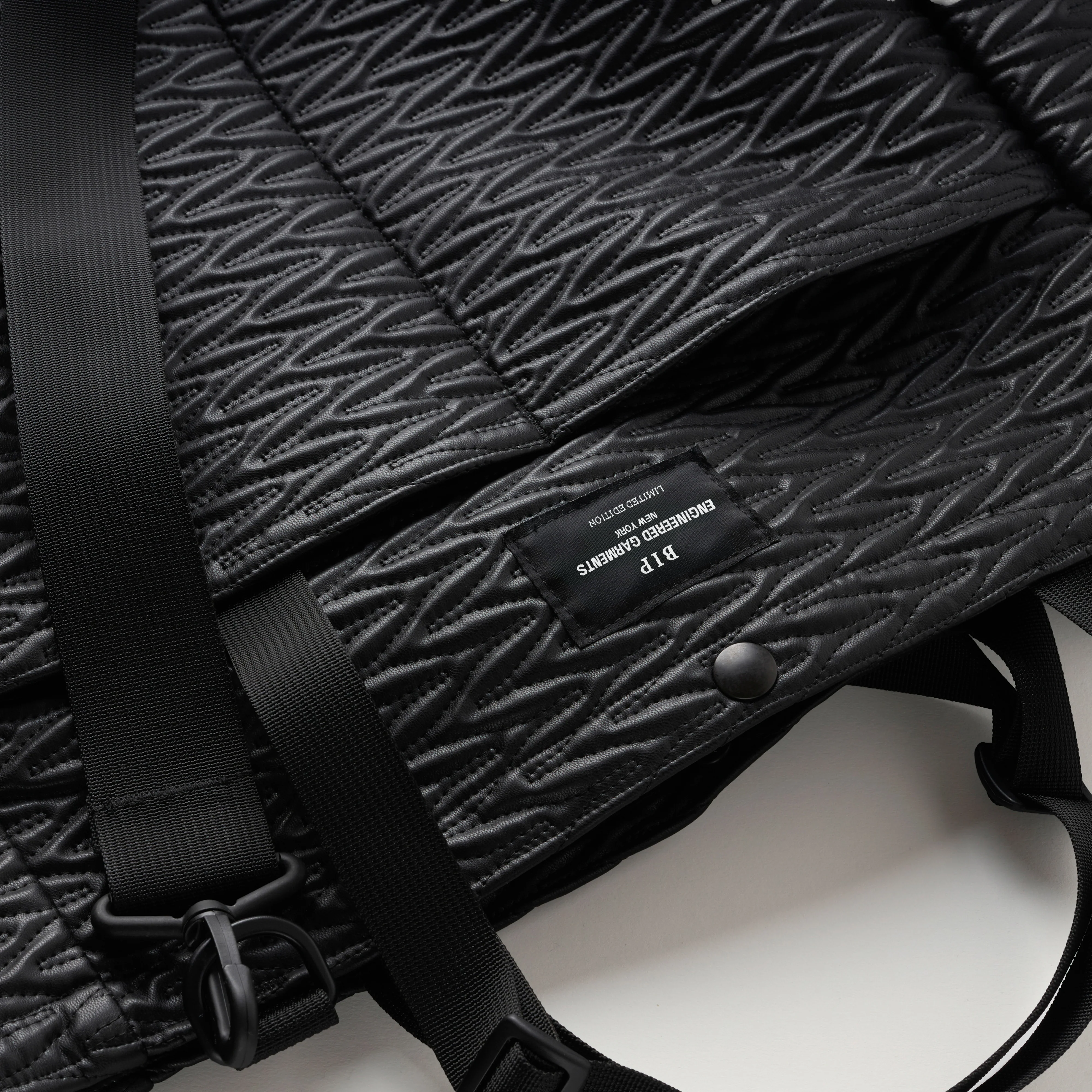 EG x BAGSINPROGRESS - Carry All Beach Bag - Black Quilted Fake Leather - Image 6