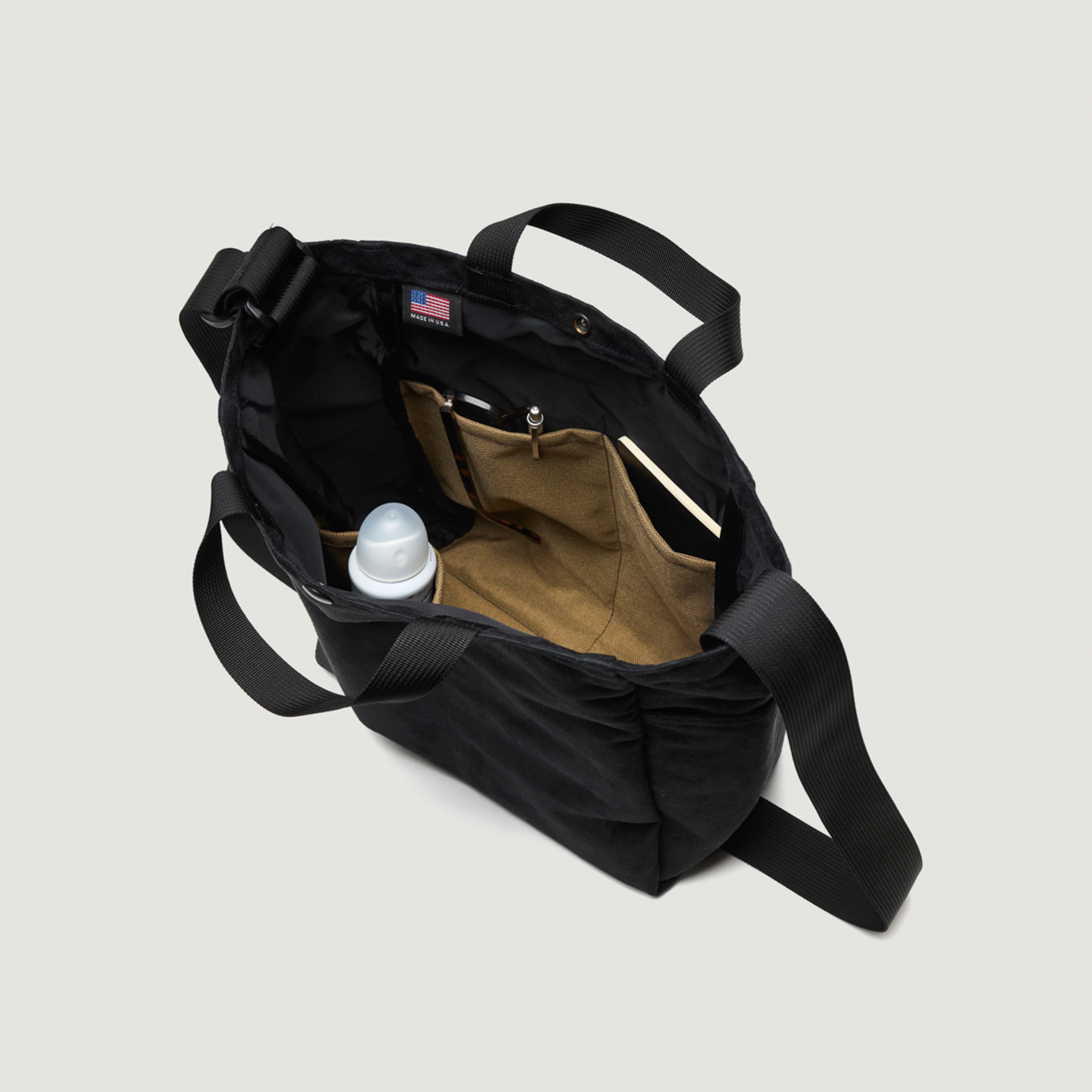 EG x BAGSINPROGRESS - Multi-Pocket Bag - Medium - Black Polyester Fake Suede - Image 4