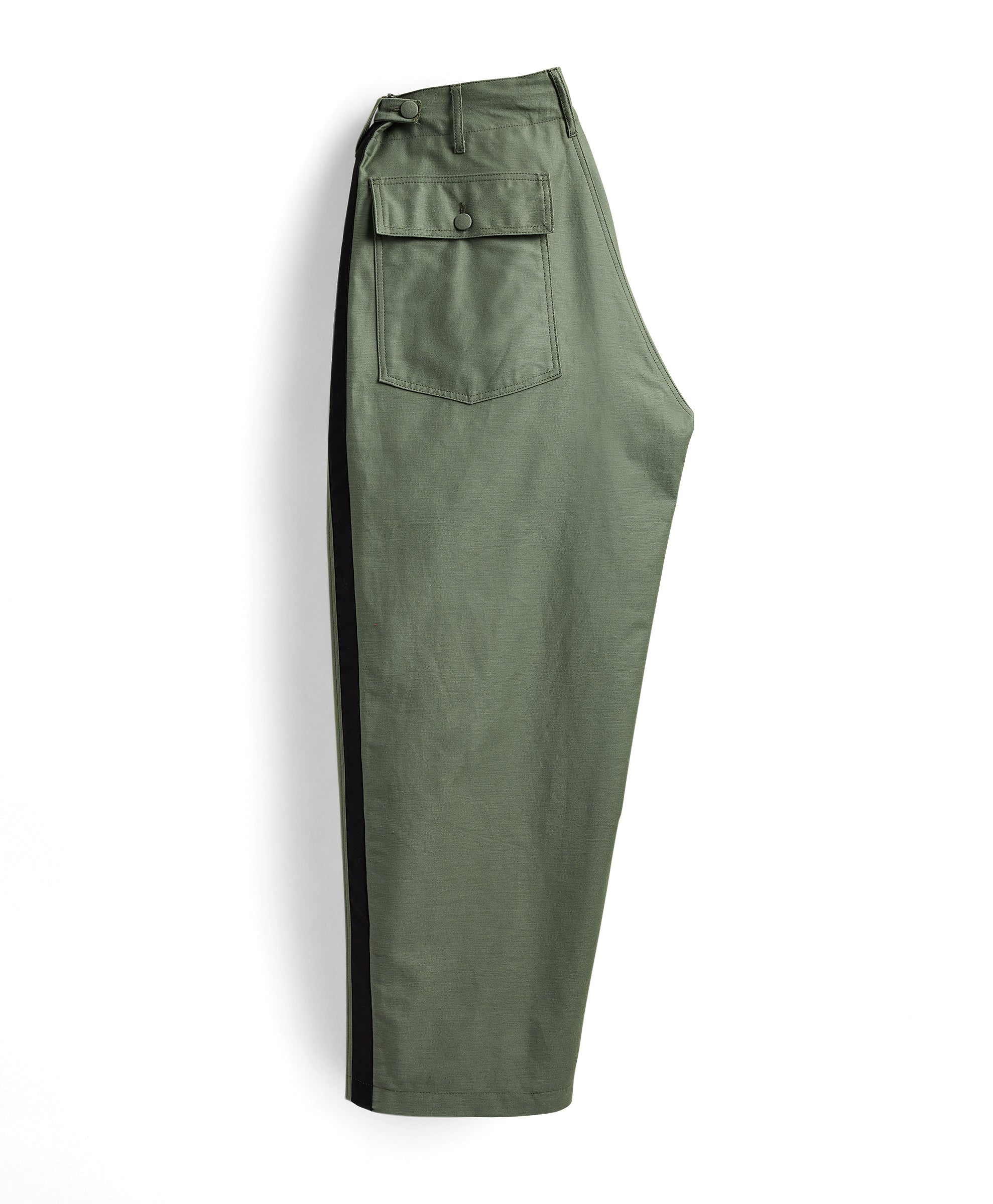 Engineered Garments x Brooks Brothers - Oversized Side Stripe Wide Fatigue Pant - Olive Sateen - Image 3
