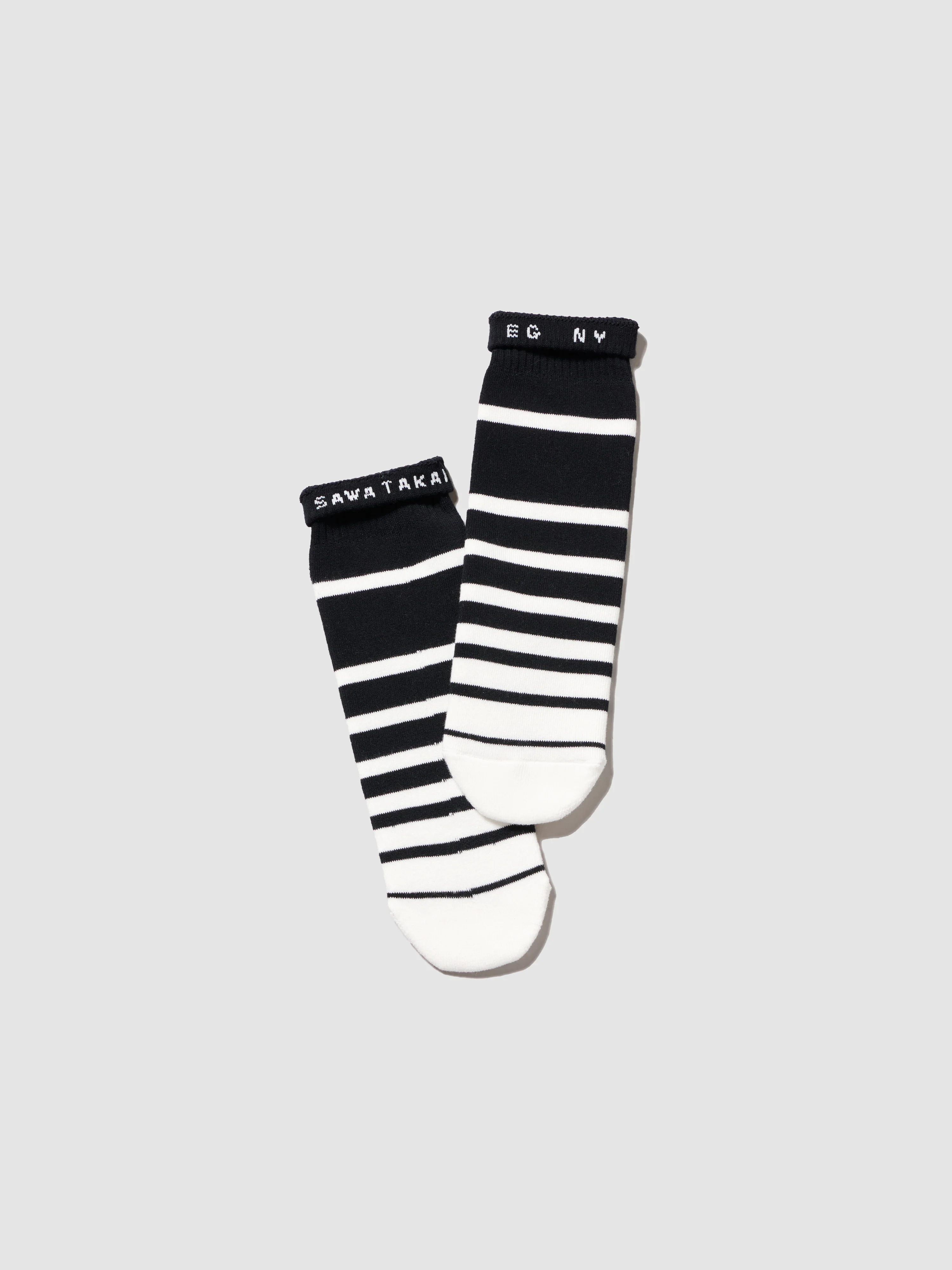 Engineered Garments x sawa takai - Stripe Socks - Black / White