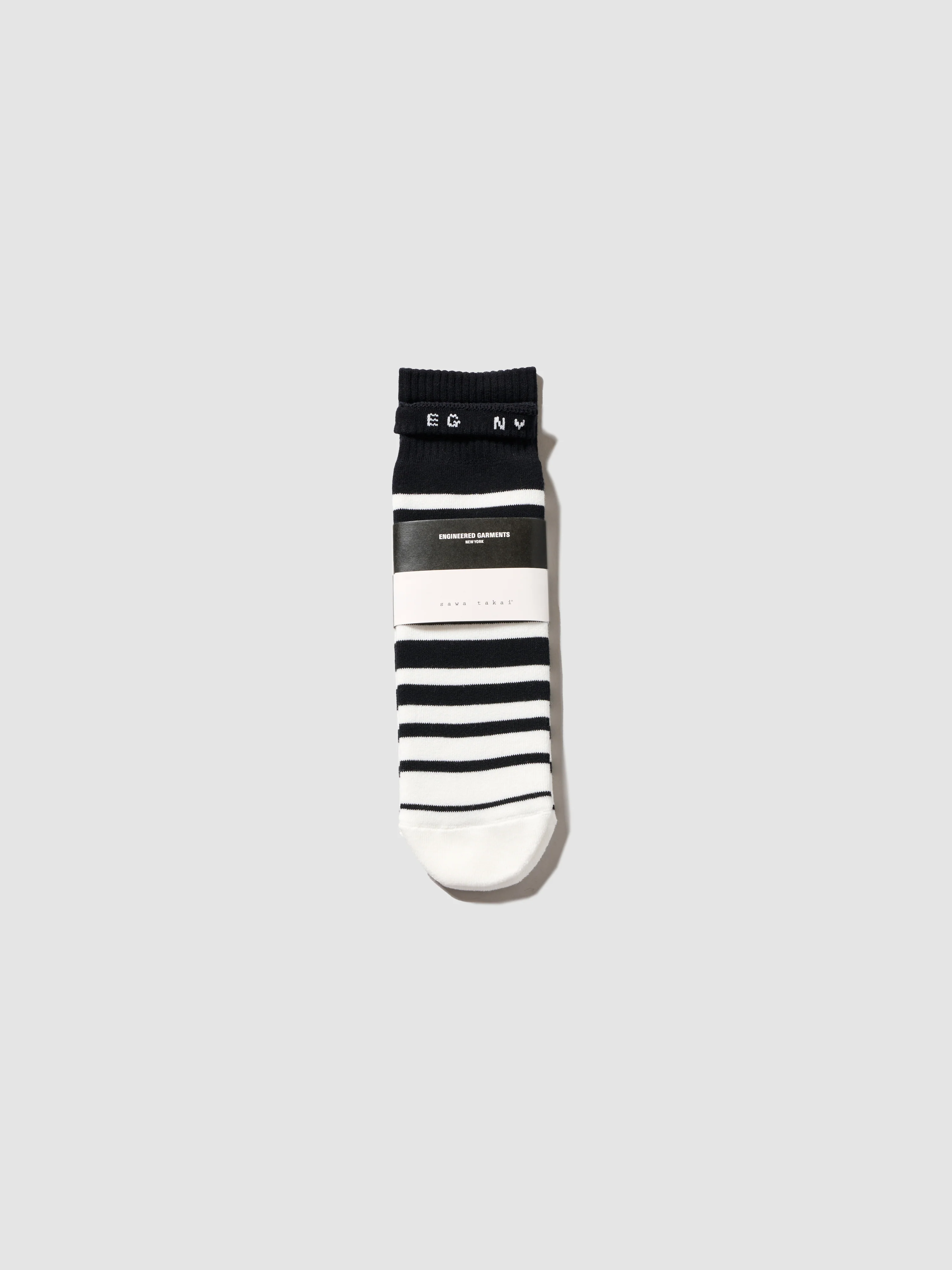 Engineered Garments x sawa takai - Stripe Socks - Black / White - Image 2