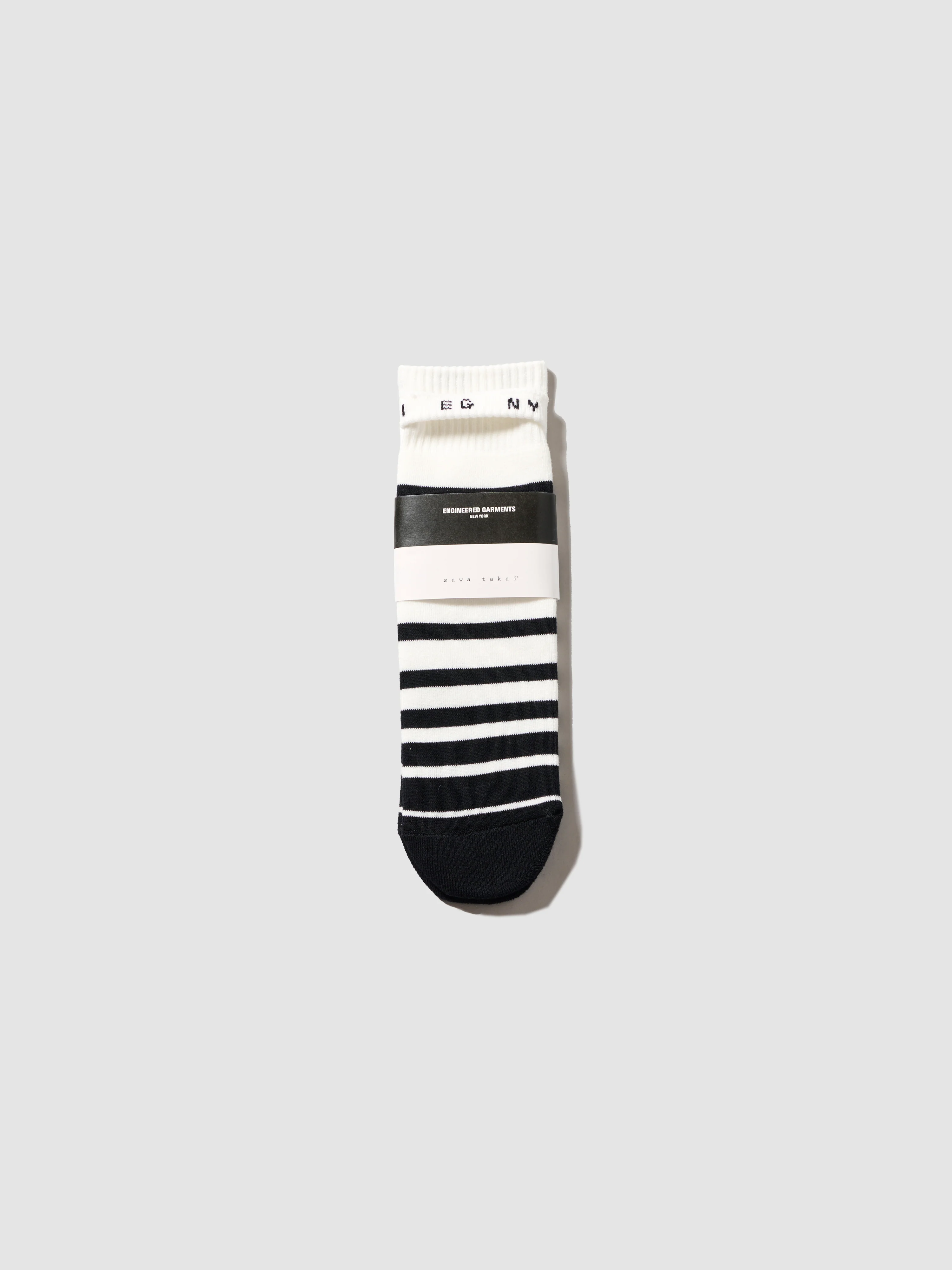 Engineered Garments x sawa takai - Stripe Socks - White / Black - Image 2