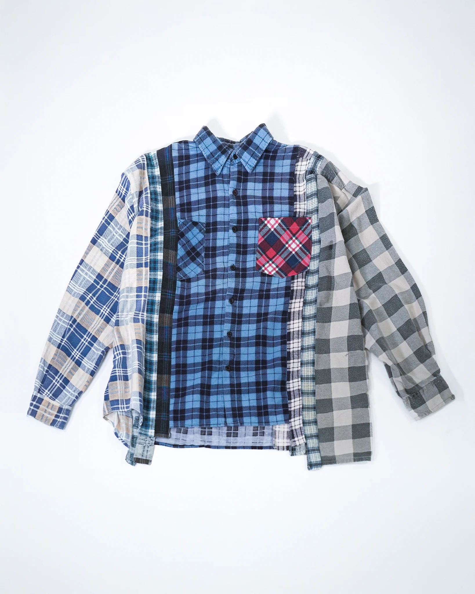 Flannel Shirt -> 7 Cuts Wide Shirt - Blue
