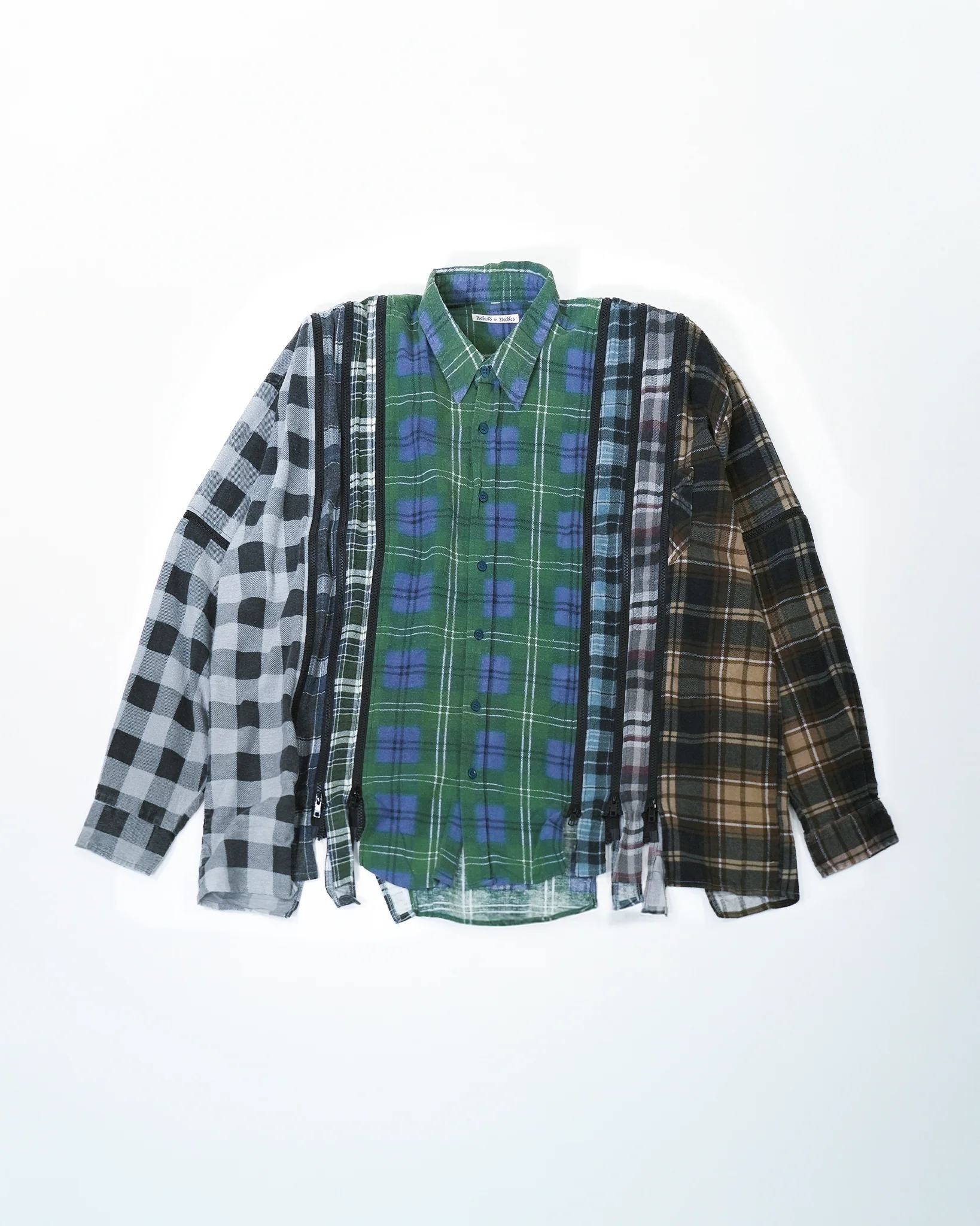 Flannel Shirt -> 7 Cuts Zipped Wide - Green