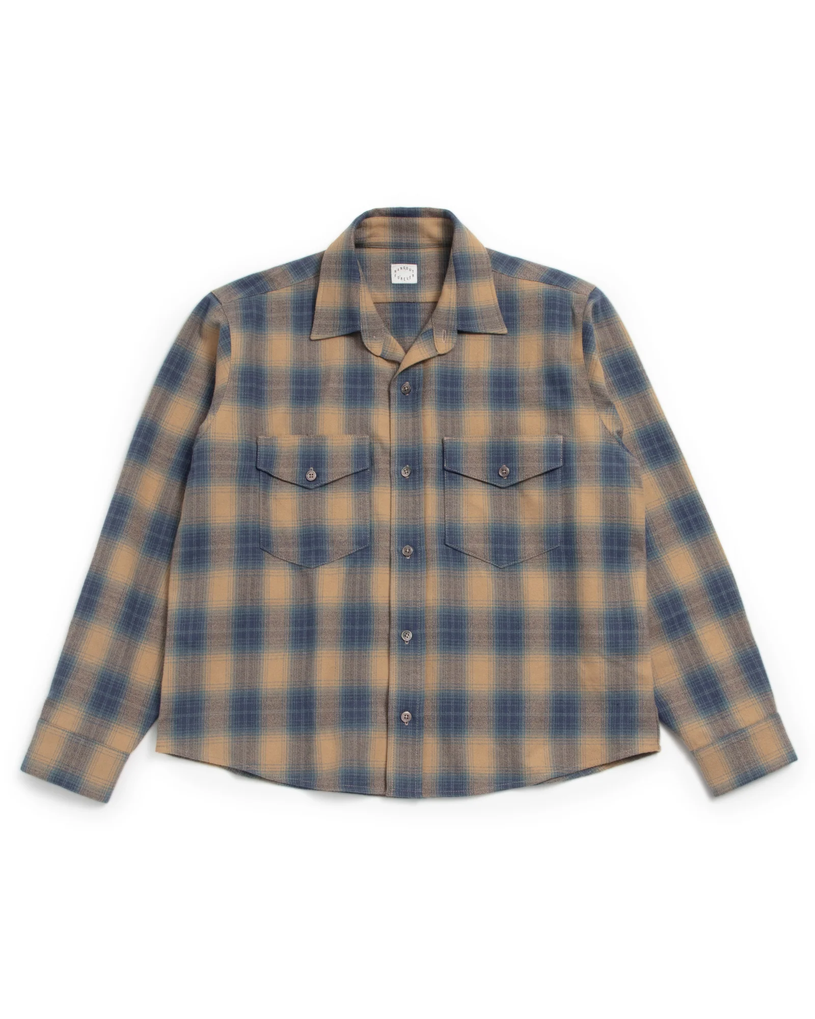 Hangout Forever - Engineer Shirt - Navy - Brown Flannel