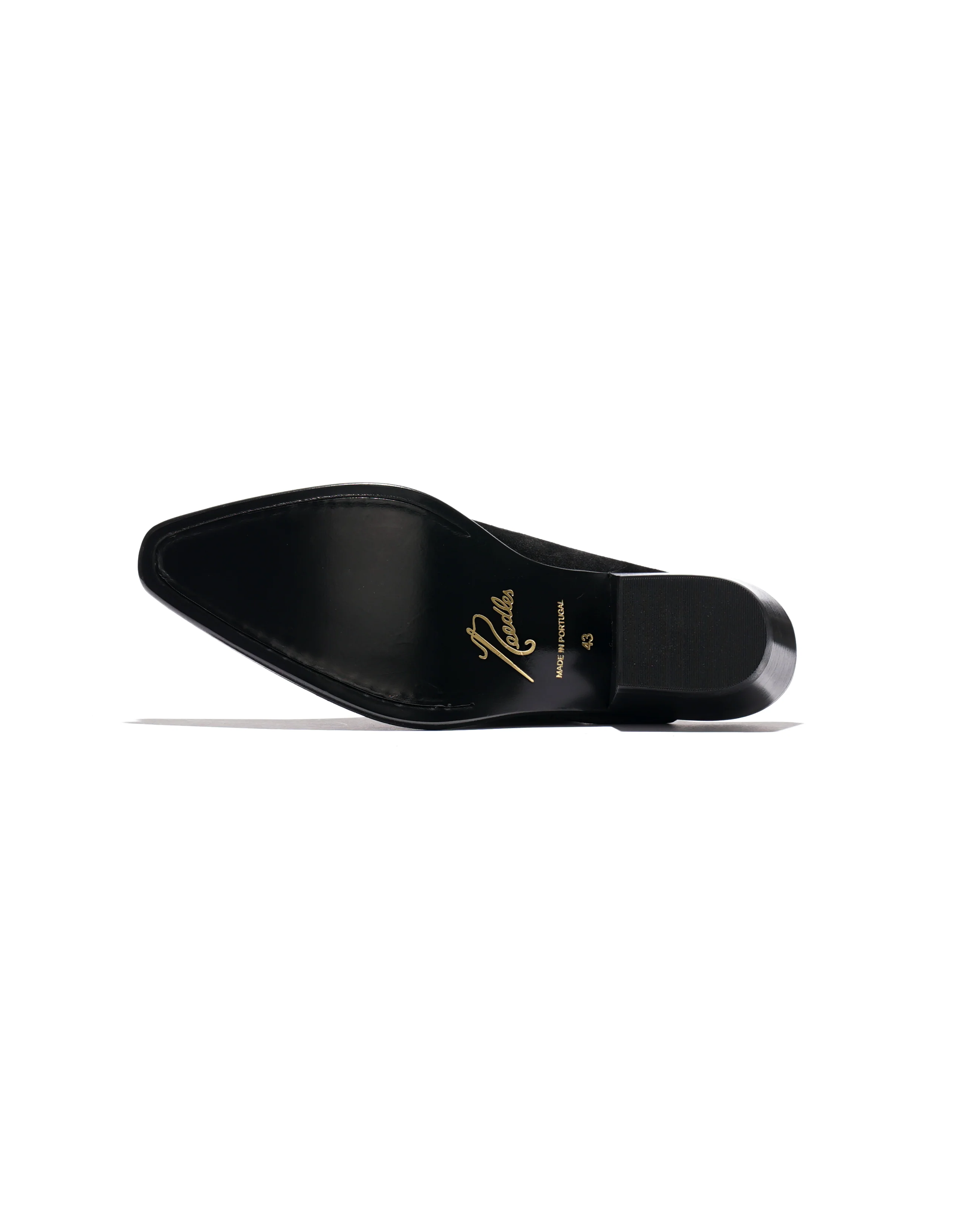 Heeled Papillon Stitched Mule - Black Suede - Image 6