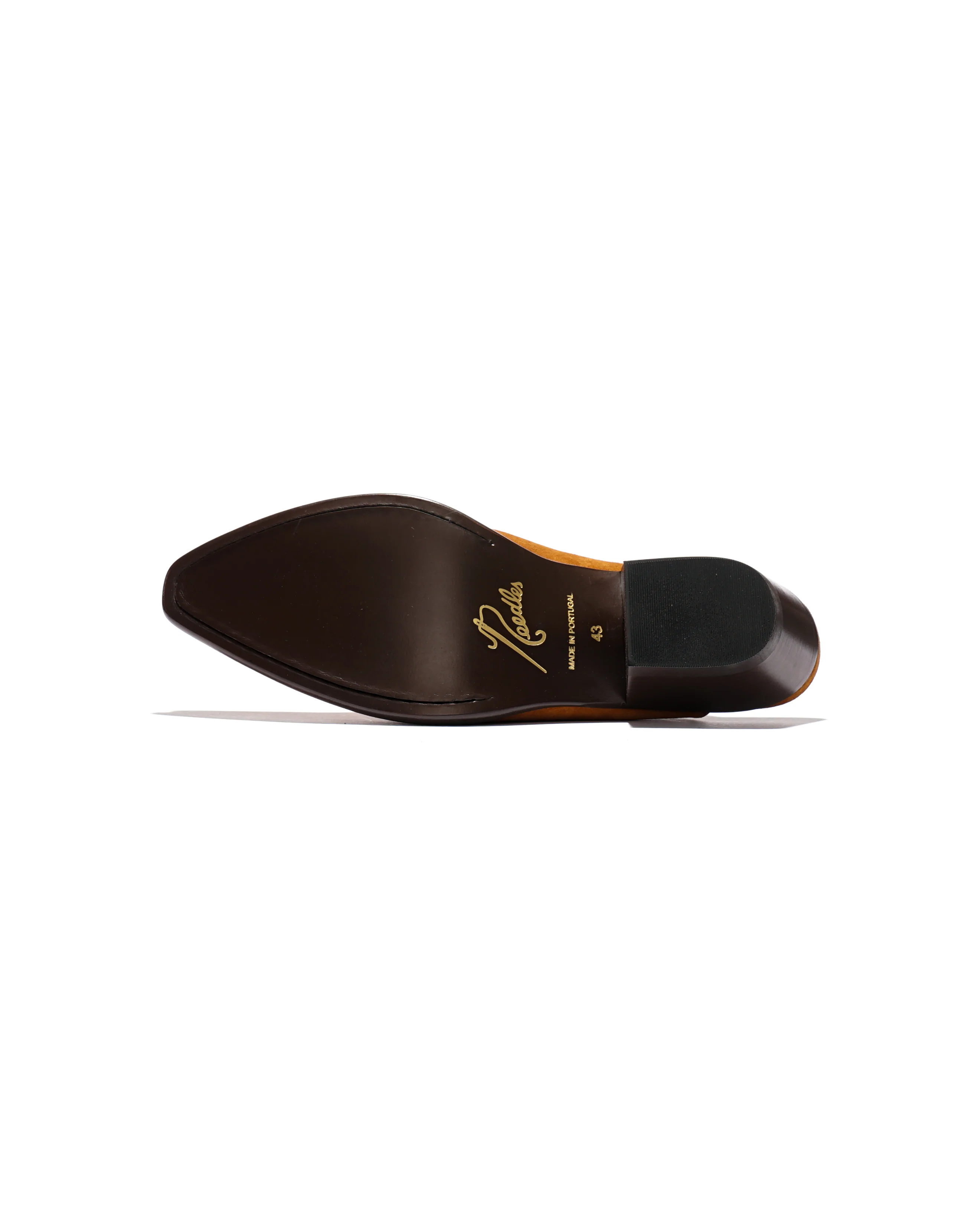 Heeled Papillon Stitched Mule - Brown Suede - Image 6