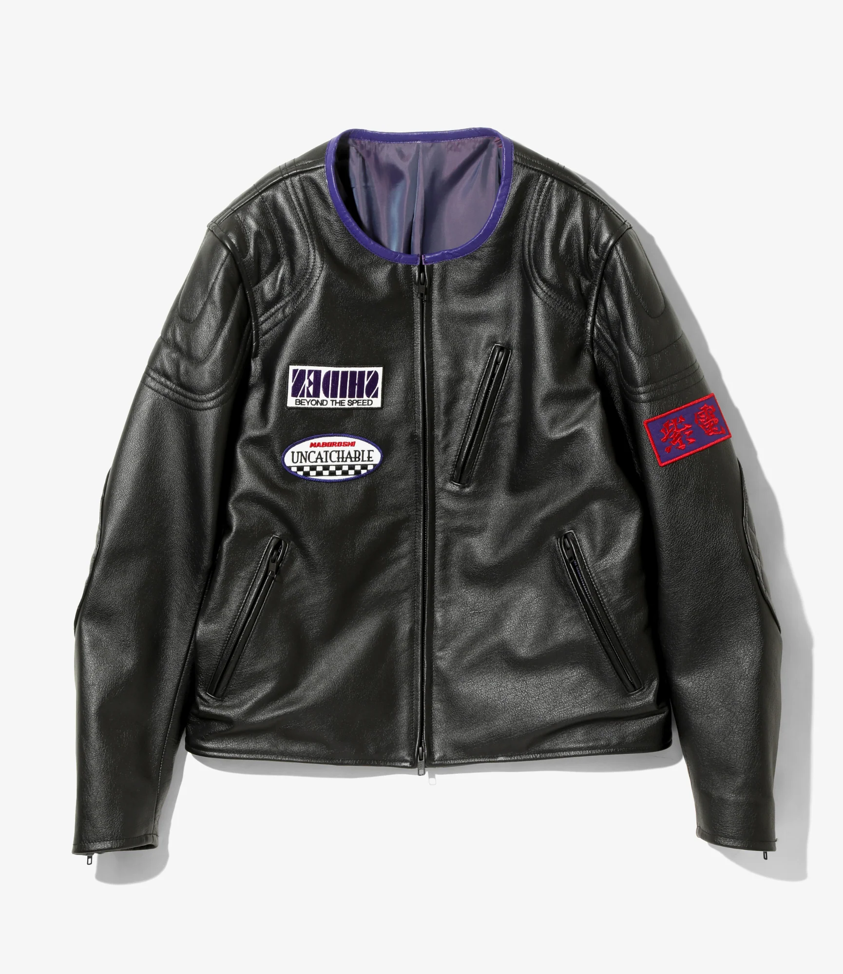 Motor Cycle Jacket - Black - Cowhide Leather
