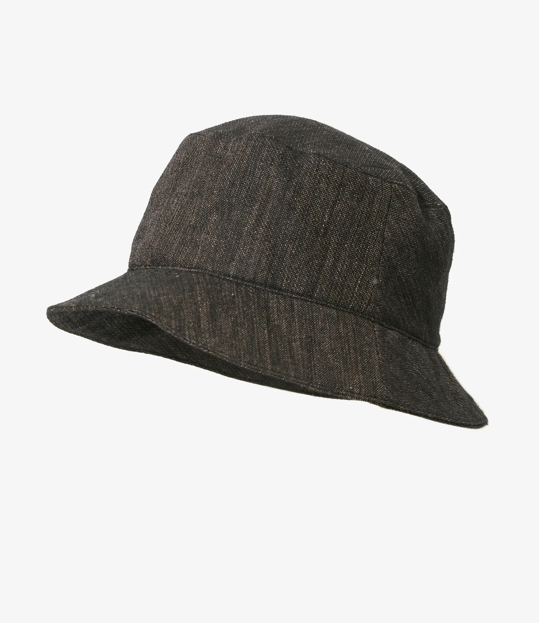 Bucket Hat - Black - Linen Wool Twill - Image 2