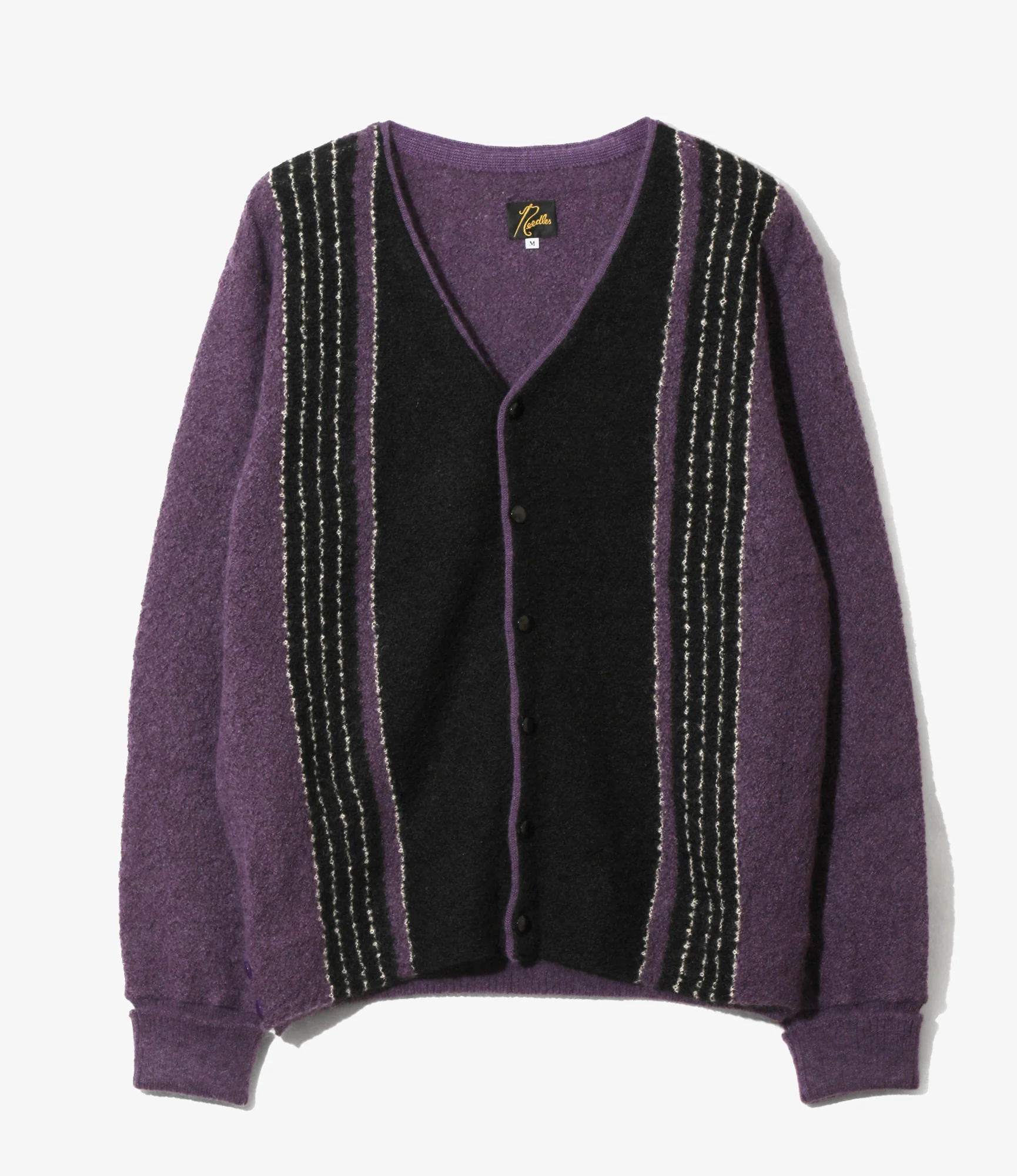 Knit Cardigan - Purple - Crepe Weave Stripe