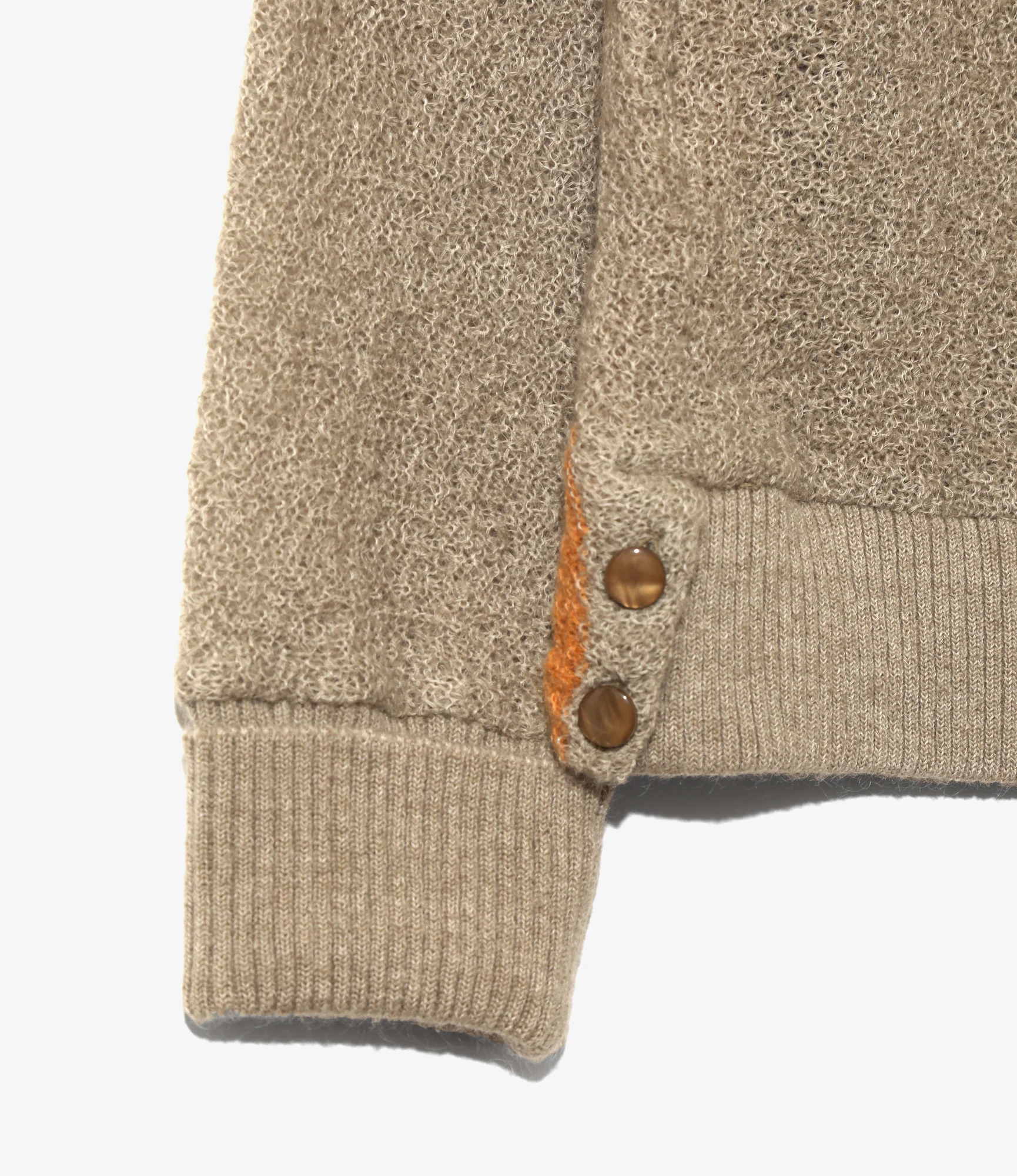 Knit Cardigan - Taupe - Crepe Weave Stripe - Image 3
