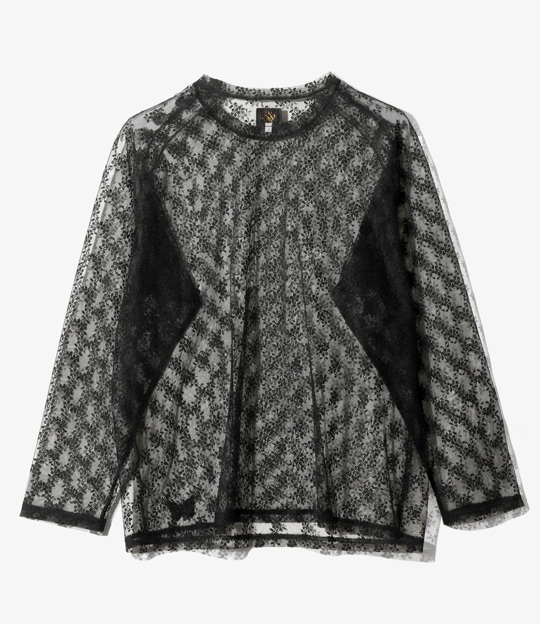 L/S U-Neck Tee - Black - Floral Raschel Lace - Image 3