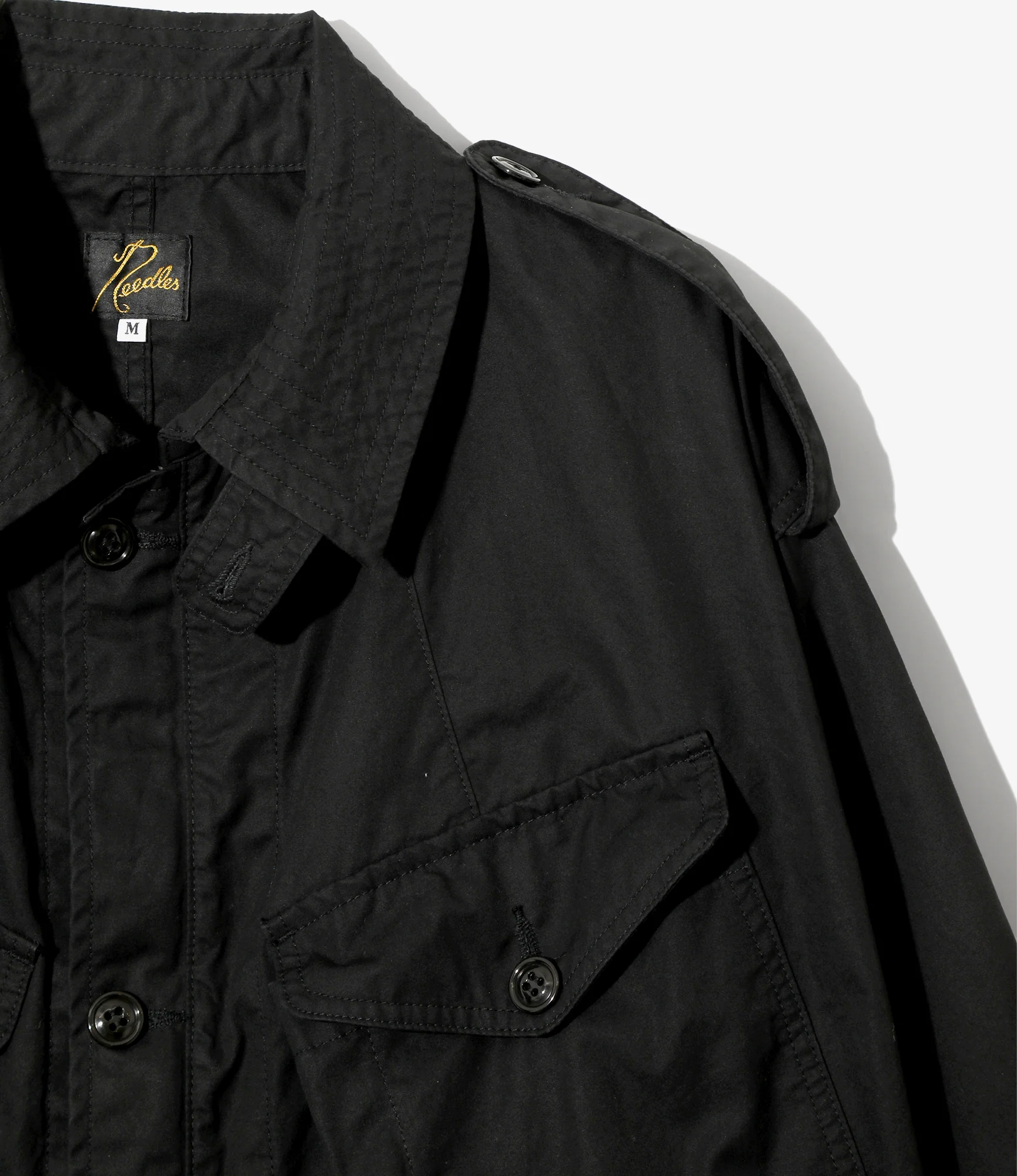 Officer Coat - Black - Cotton Weather Cloth - Image 2